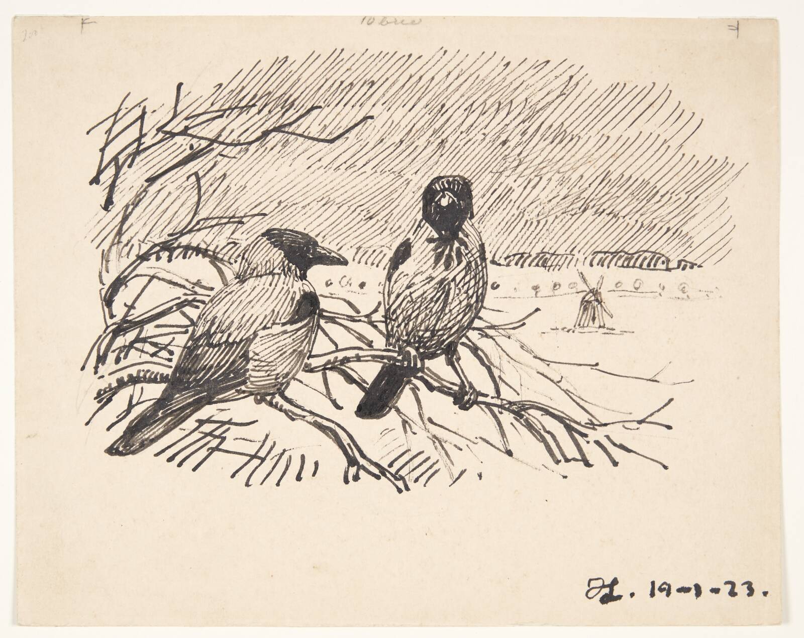 To krager, Johannes Larsen, 1923