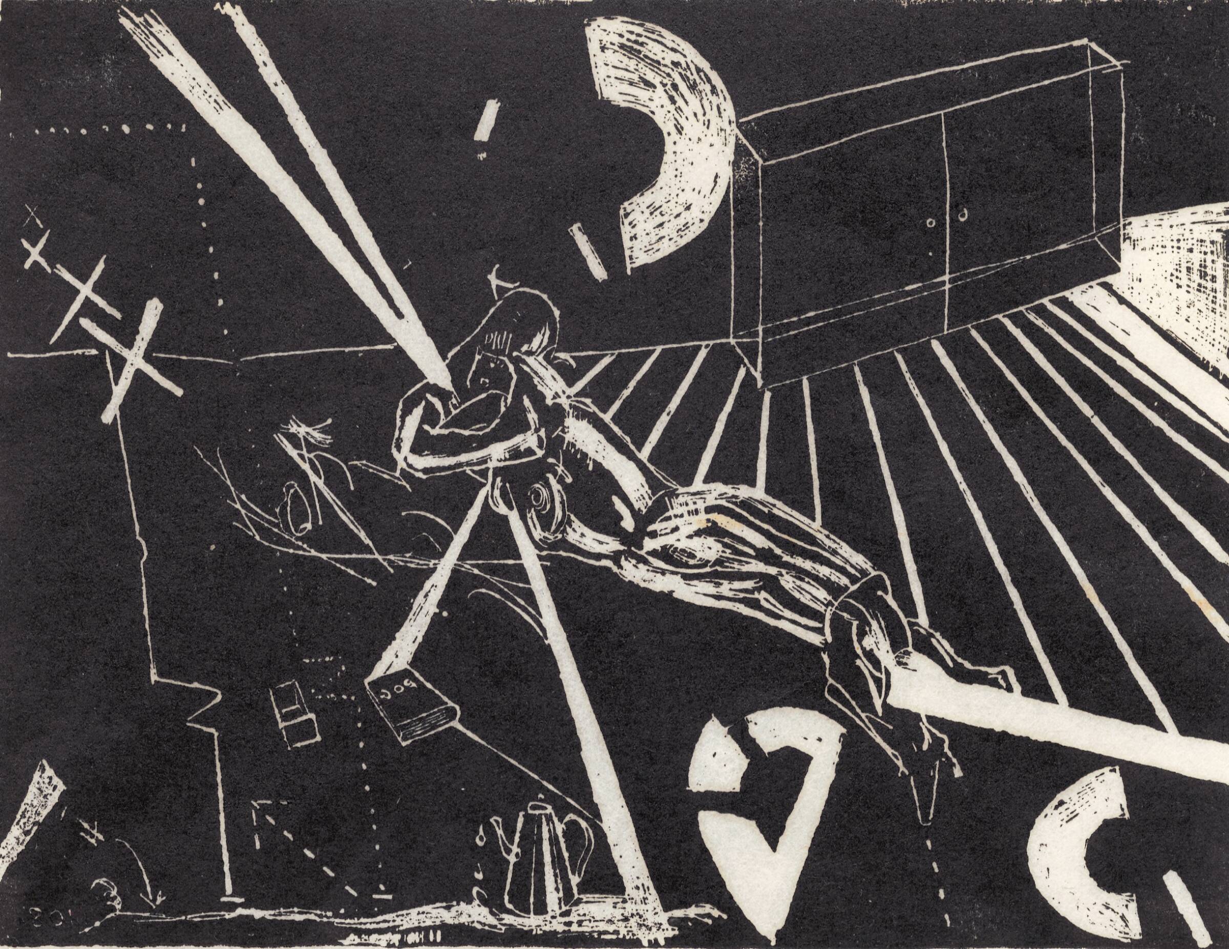Liggende opad gulvet, Ole Sporring, 1964