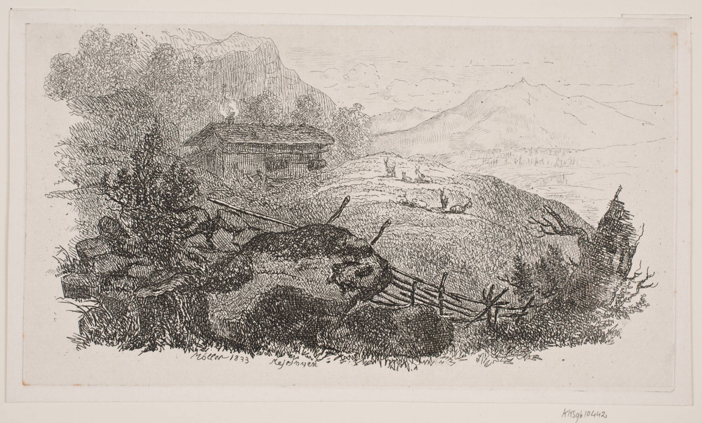 Bjergparti ved Meiringen, J.P. Møller, 1833