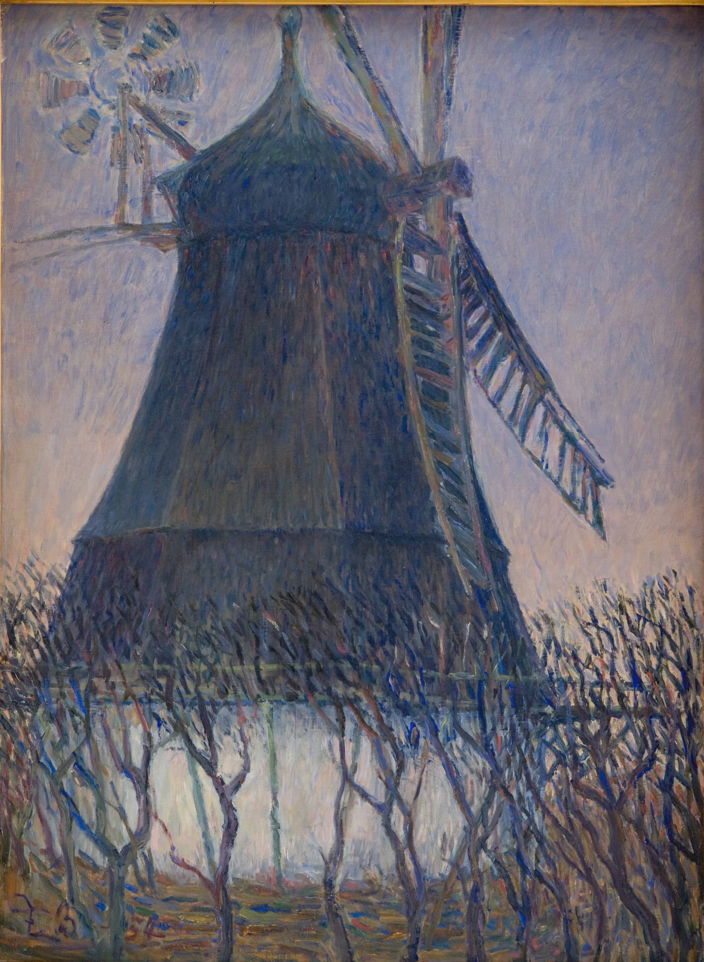 Portræt af en vindmølle. Snedinge Mølle ved Holsteinborg, Flemming Bergsøe, 1954