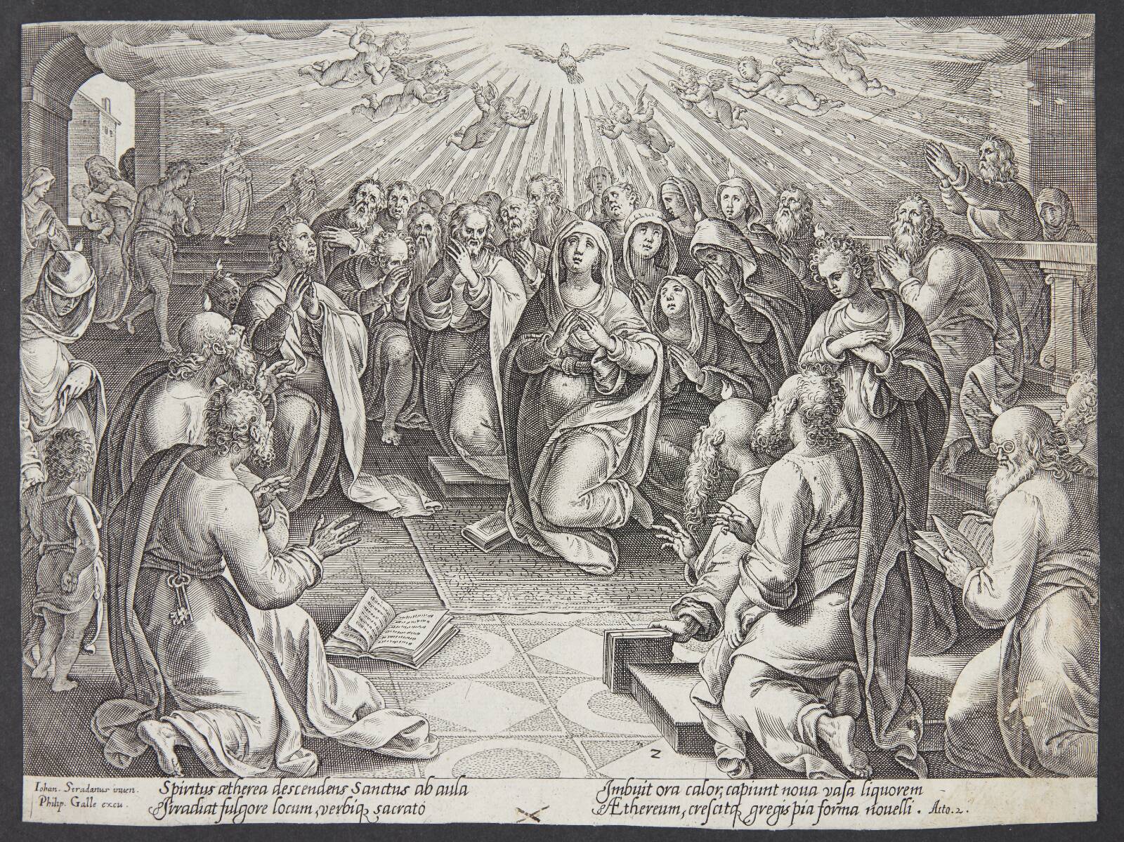 Helligåndens nedstigning pinsedag, Philips Galle, 1582