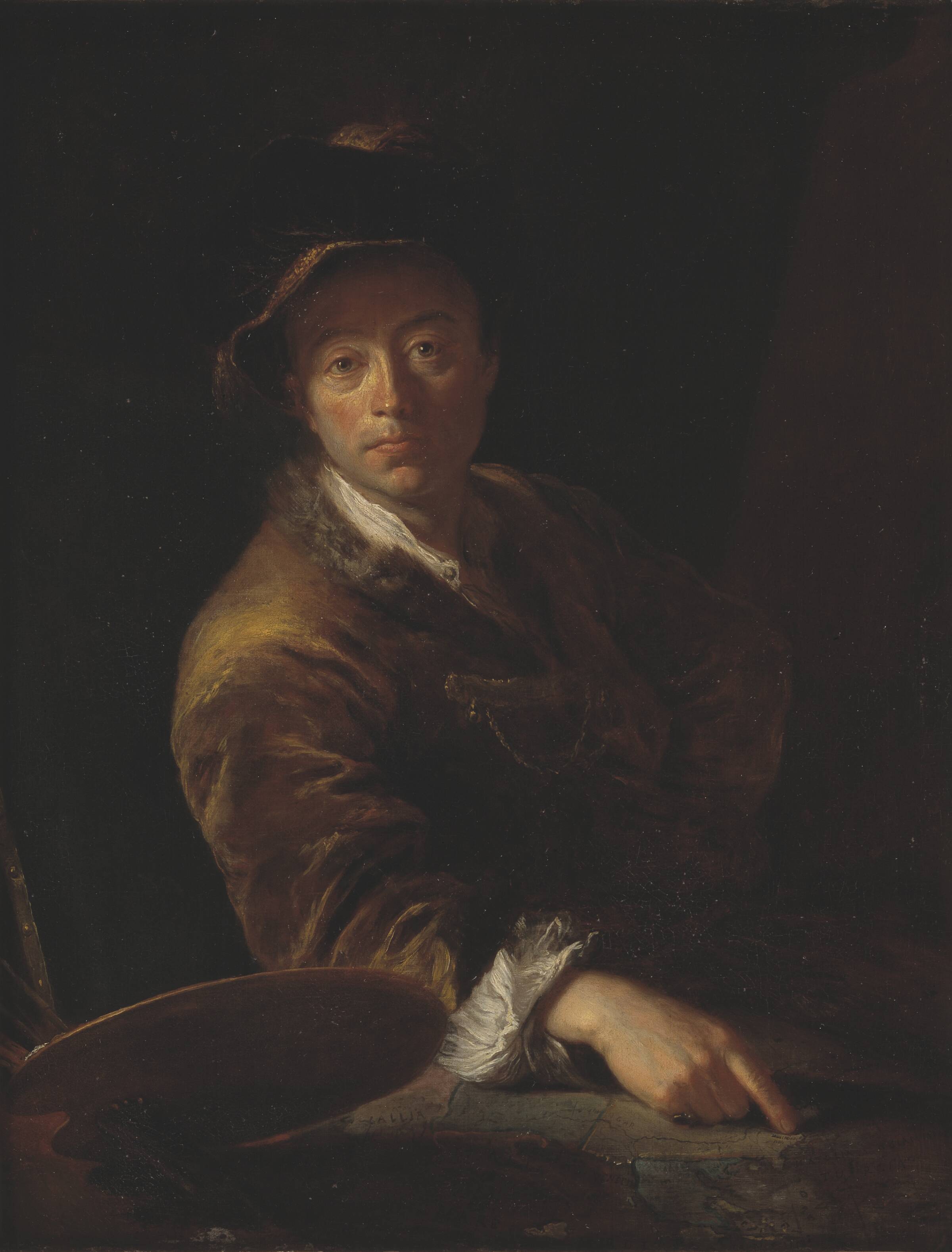 Portræt af en maler (formodentlig C. L. Agricola, 1667-1719), Antoine Pesne, 1714