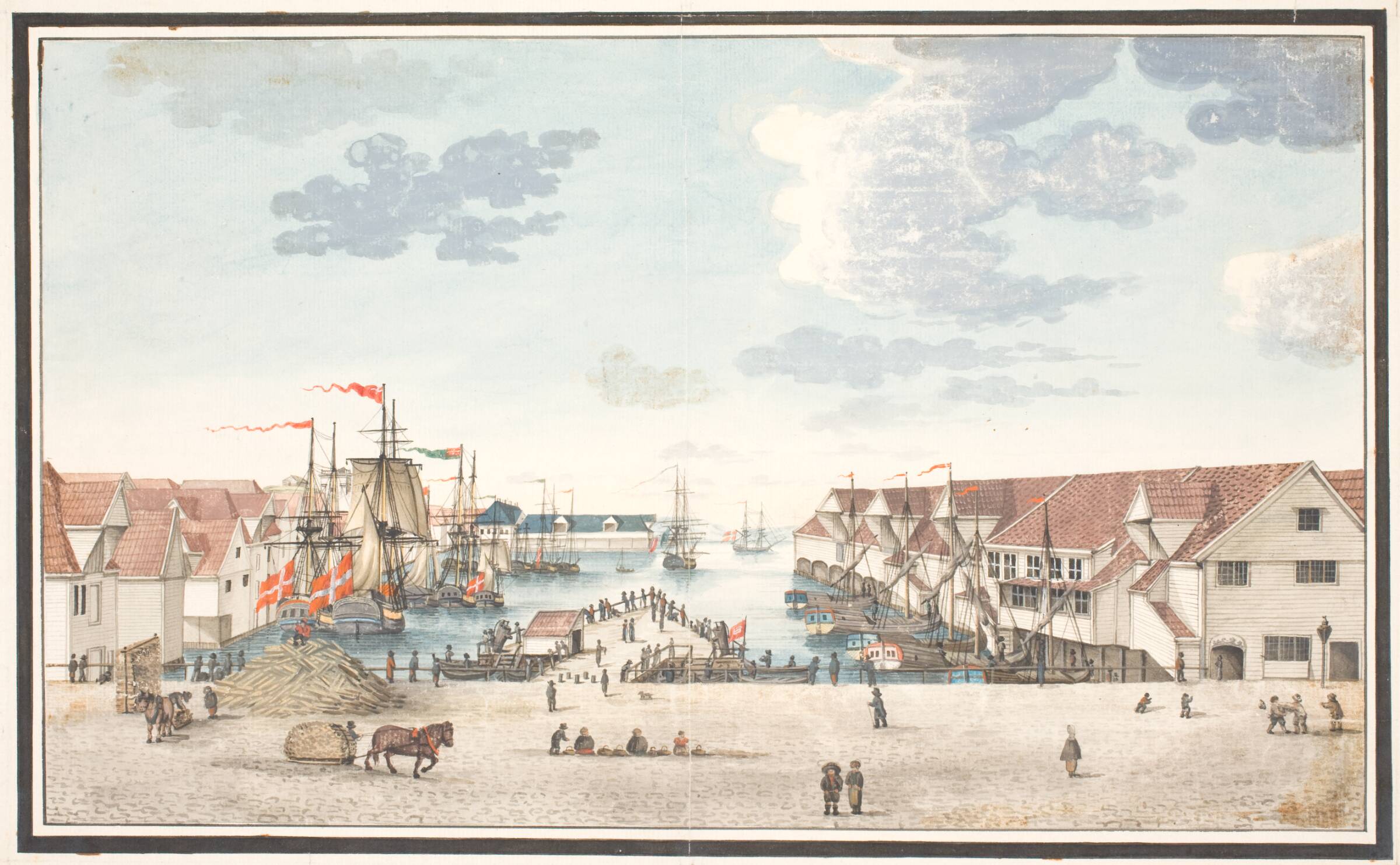 Brygge i Bergen, J.C. Dahl, 1712-1812