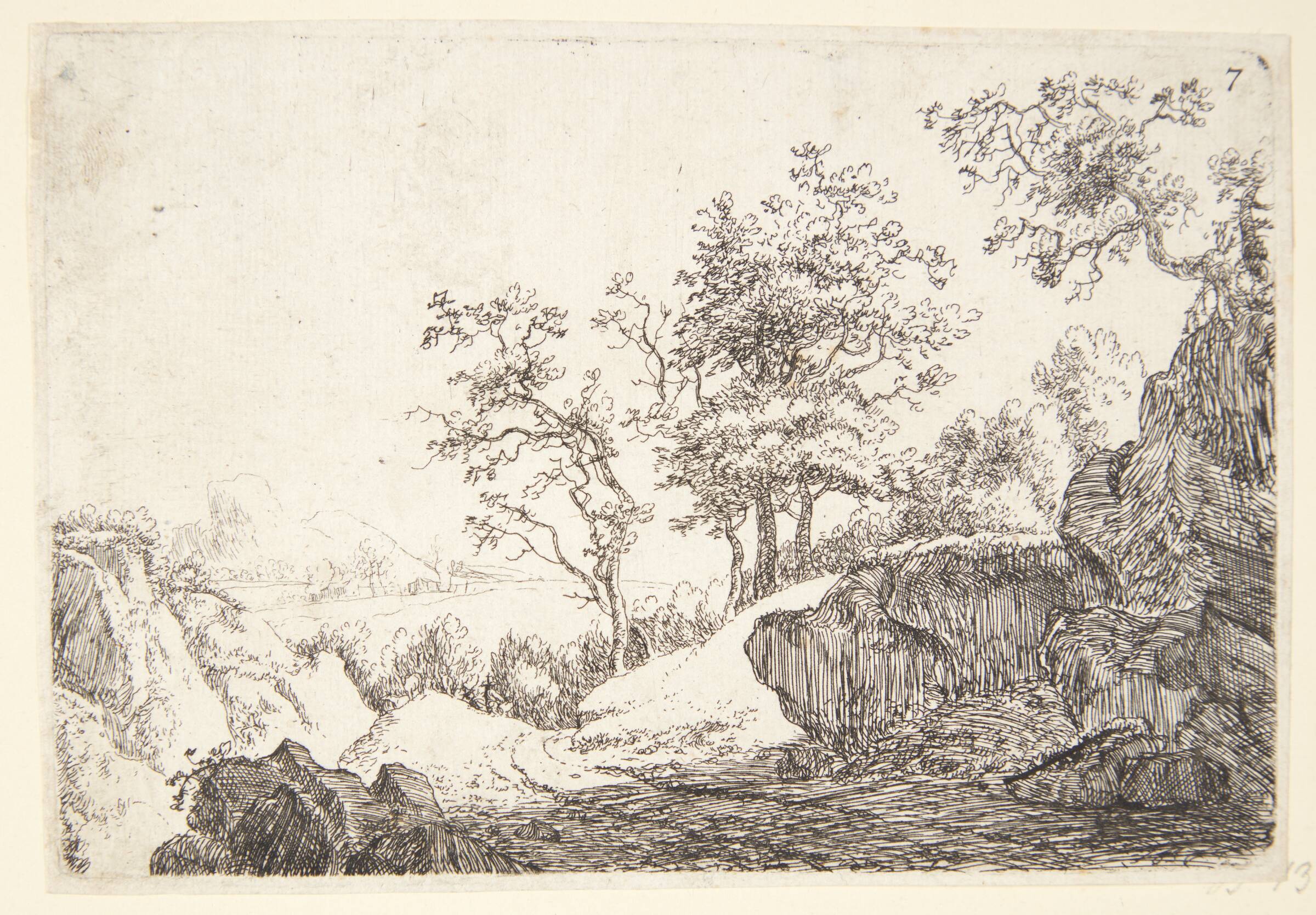 Hulvej i et klippelandskab, Jan van Aken, 1614-1661
