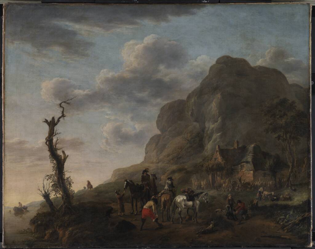 Et landskab med ryttere, der holder hvil, Philips Wouwerman, 1634-1668