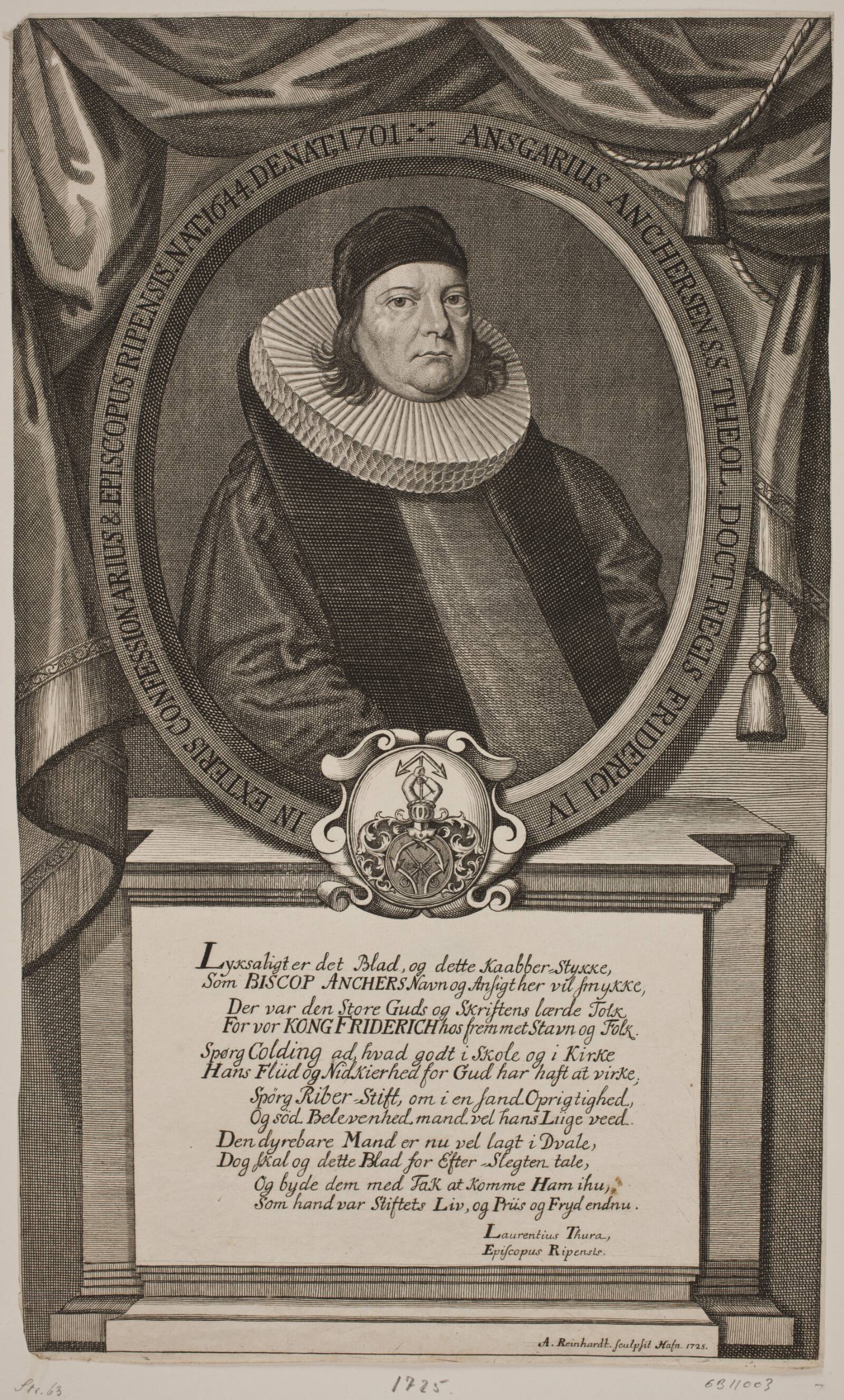 Ancher Anchersen, biskop, Andreas Reinhardt, 1725