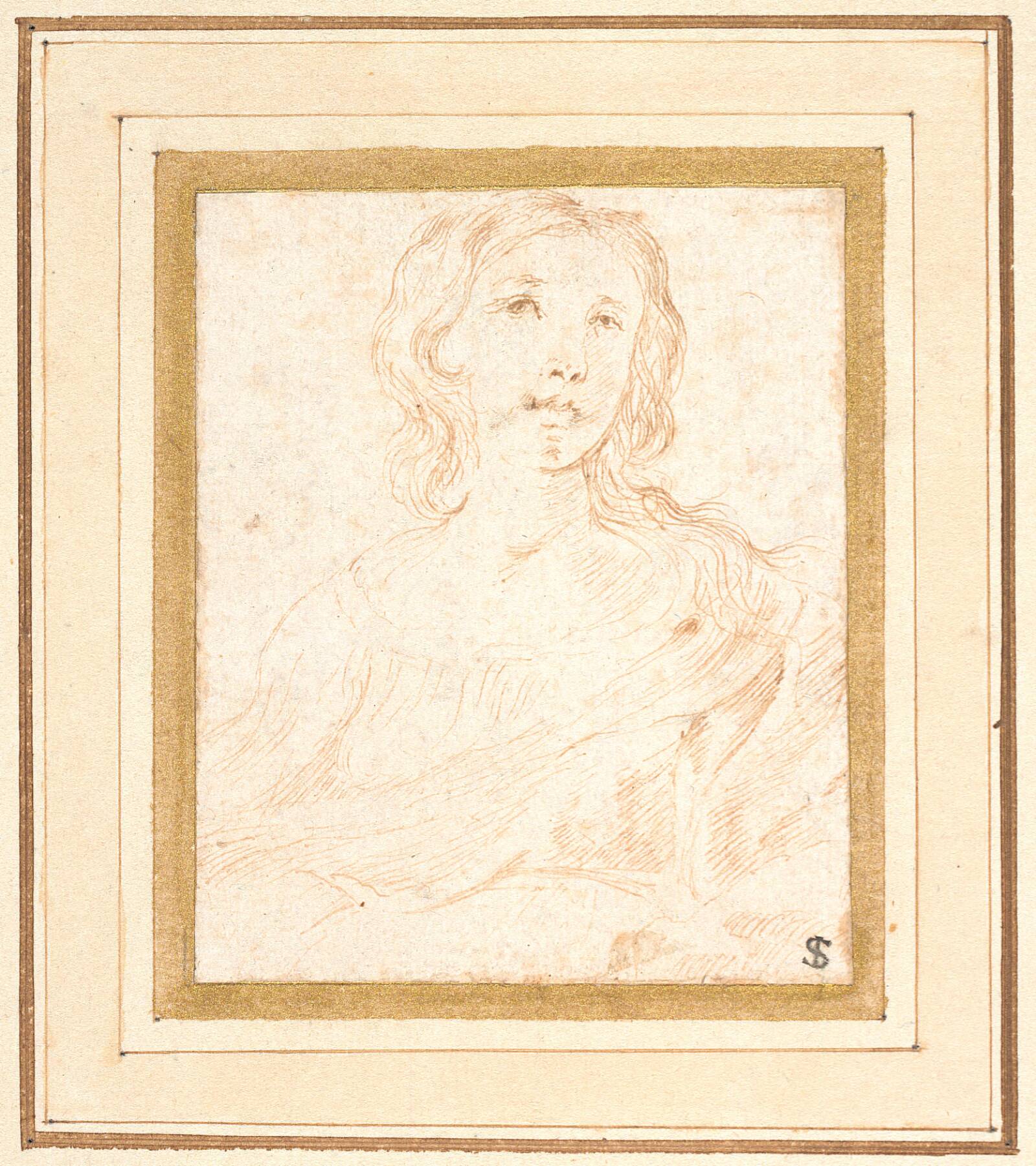 En ung kvinde i halvfigur, Stefano della Bella, 1610-1664
