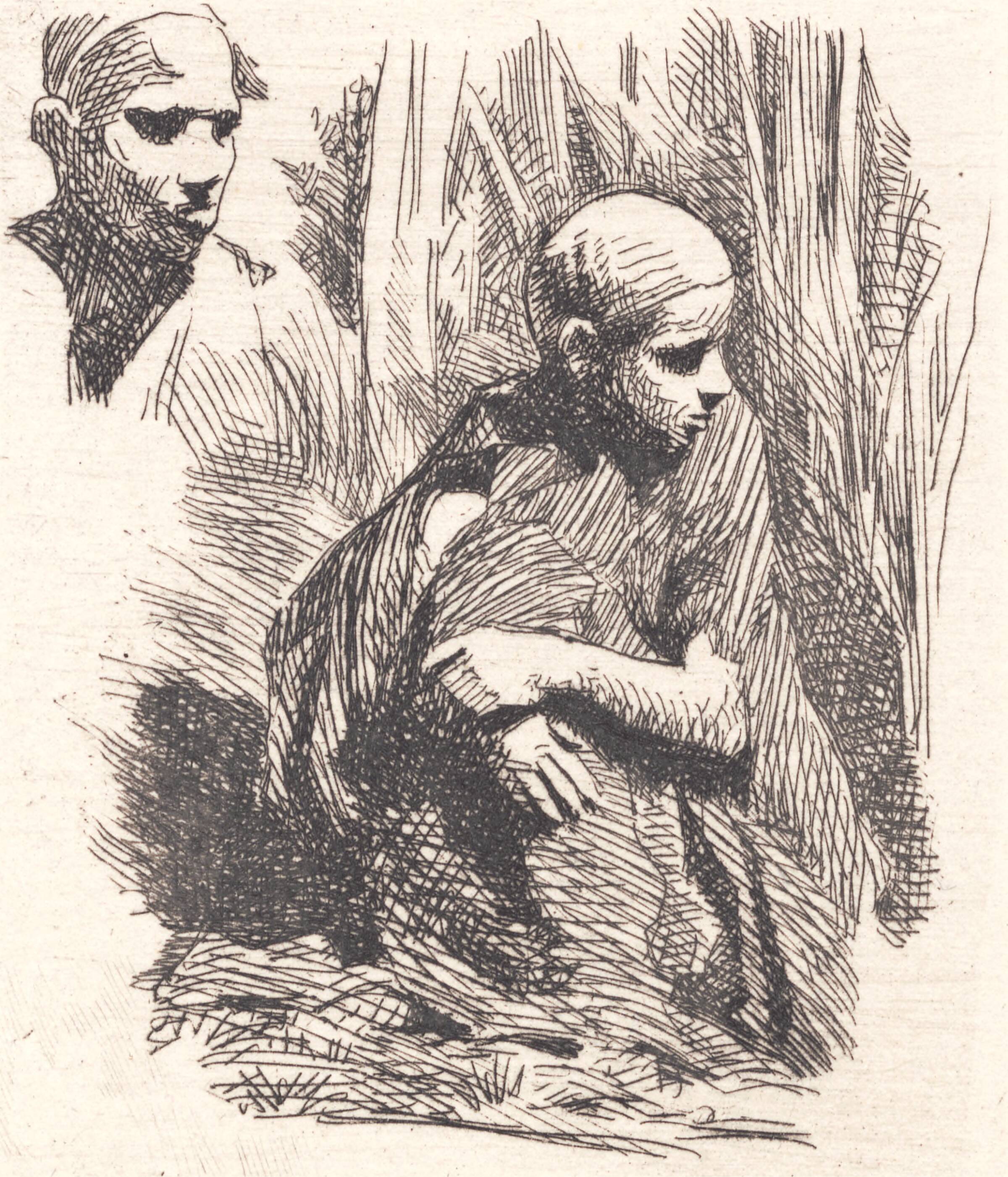 Siddende orientaler. I hjørnet et hoved, Frans Schwartz, 1897