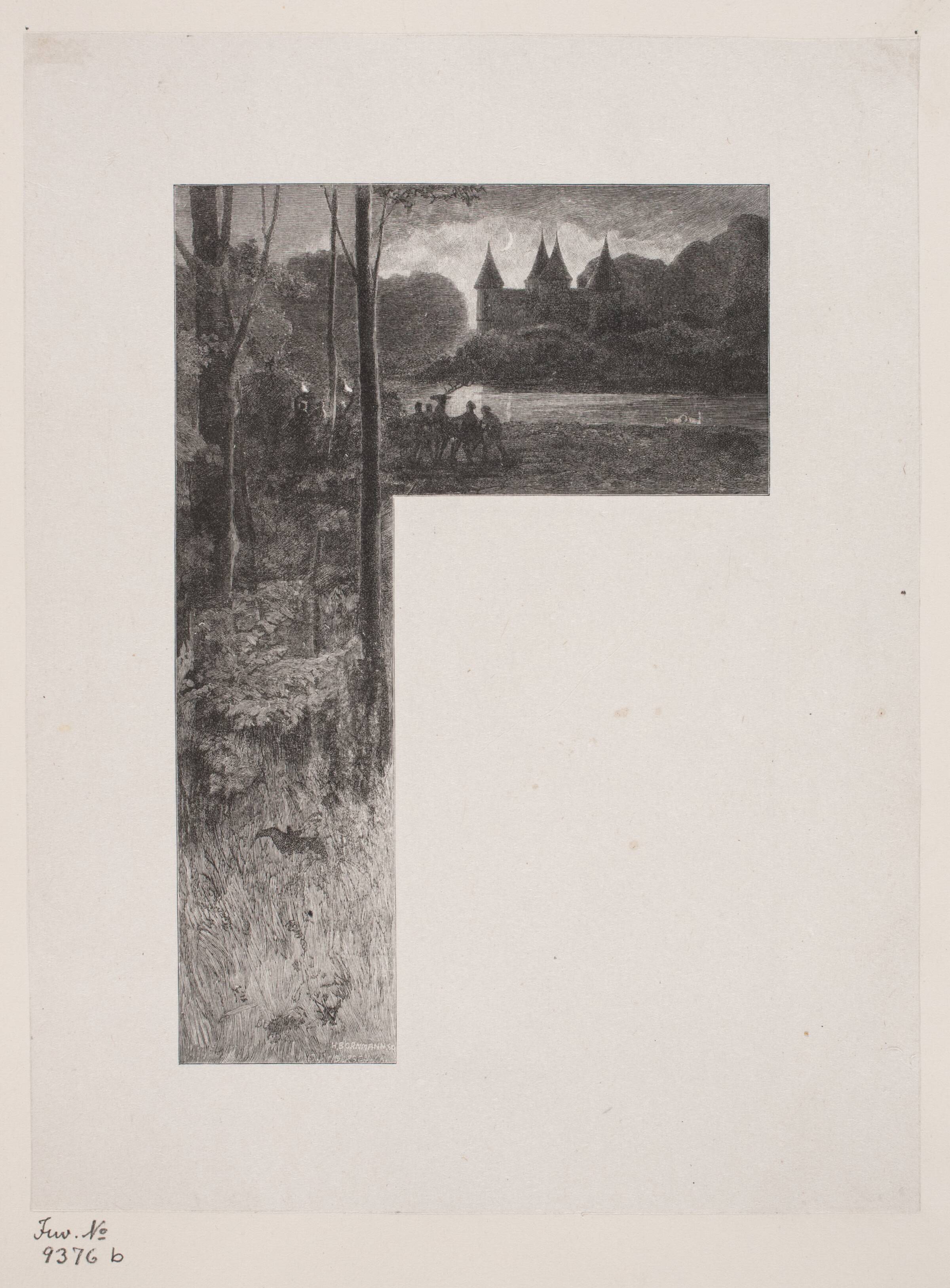Illustration til Christian Winther, "Hjortens Flugt", Henrik Bornemann, 1898