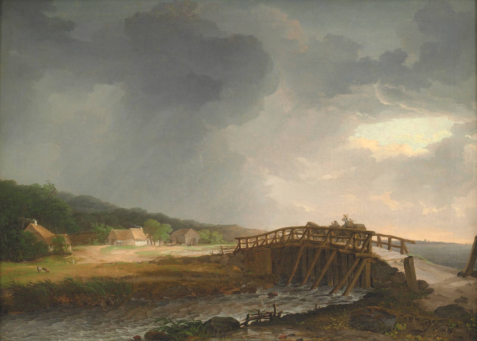 The Bridge across Tryggevælde River with a View of Køge, Zealand, by J.C. Dahl, 1813-1816