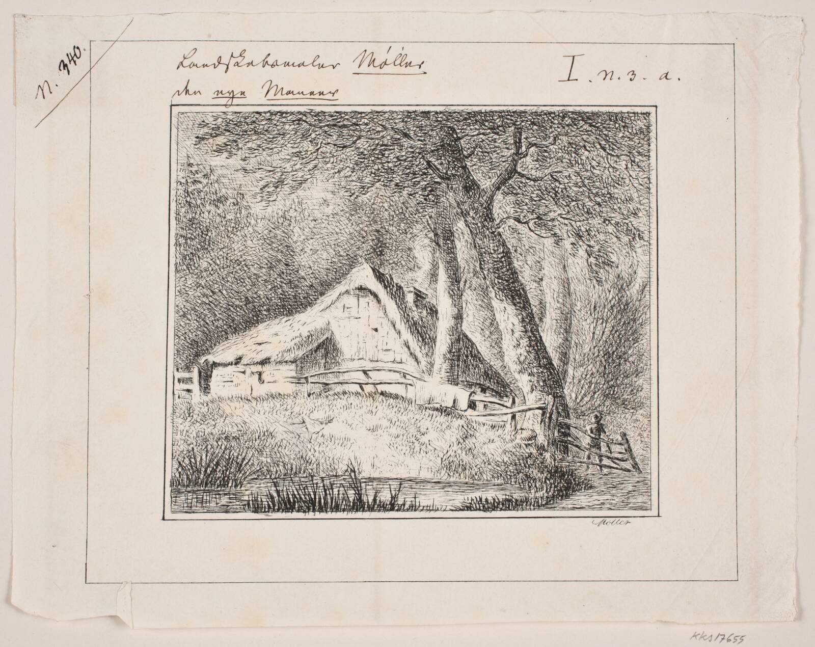 Bondehus i en skov, J.P. Møller, 1783-1854
