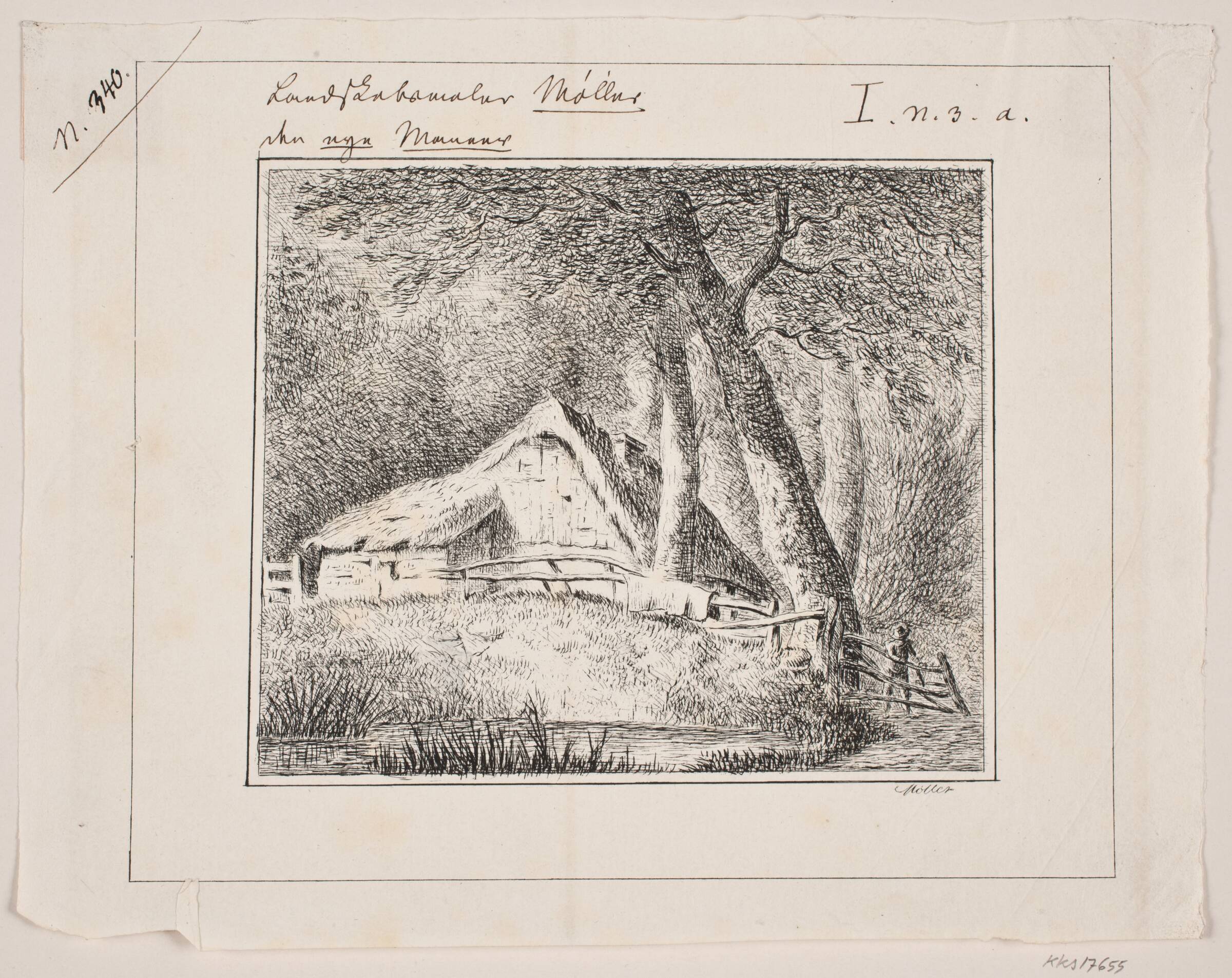 Bondehus i en skov, J.P. Møller, 1783-1854