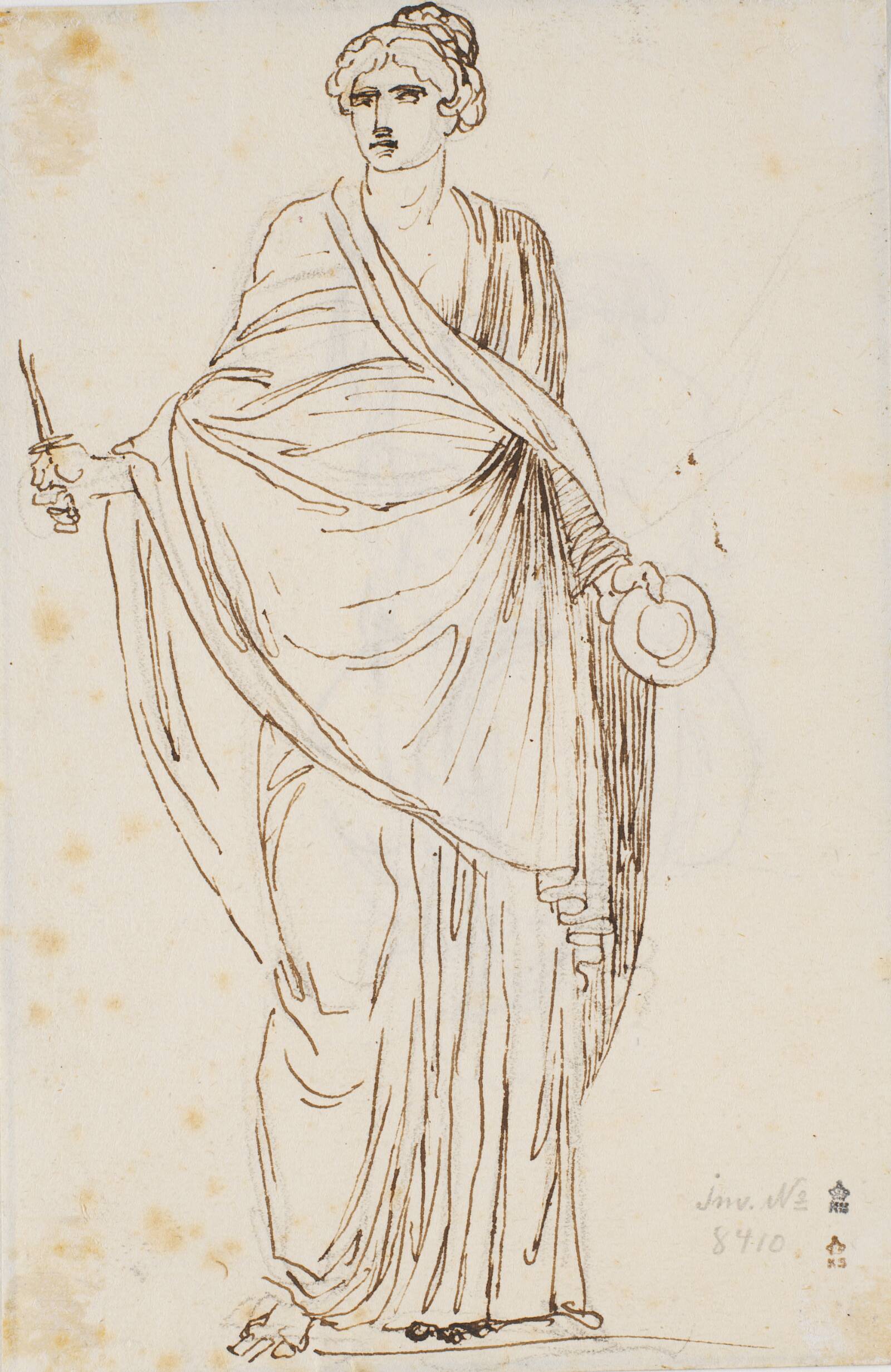 En stående draperet kvindefigur, Nicolai Abildgaard, 1743-1809