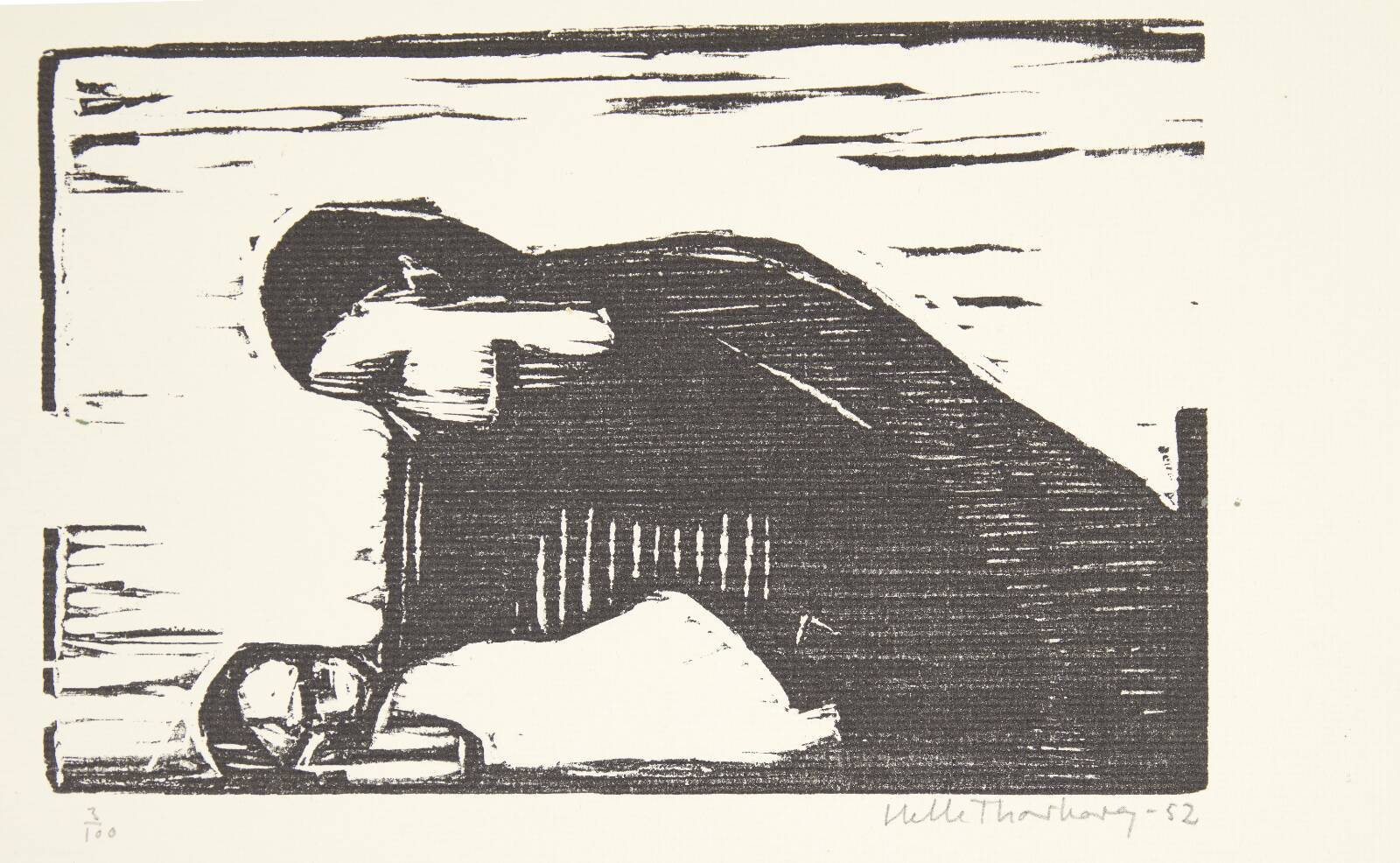 Kvinde, der bøjer sig over et barn, Helle Thorborg, 1952