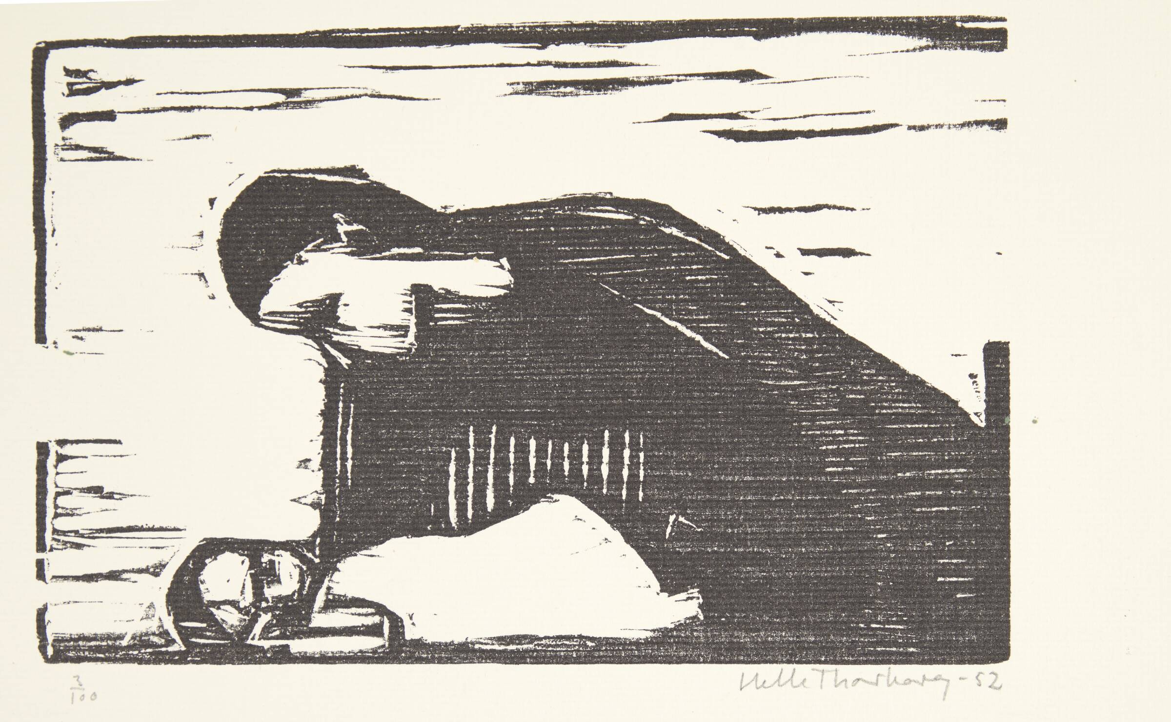 Kvinde, der bøjer sig over et barn, Helle Thorborg, 1952