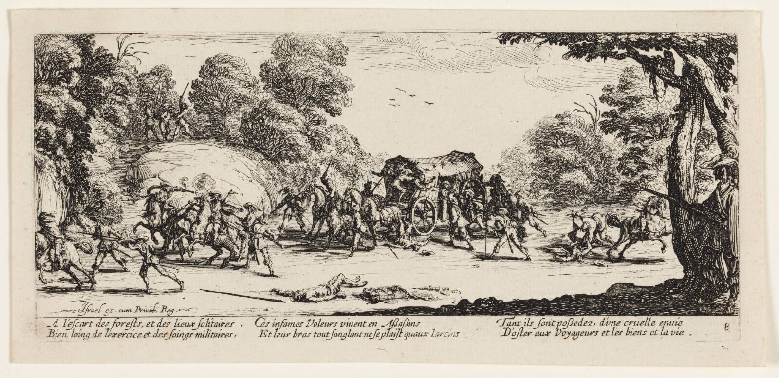 En diligence angribes, Jacques Callot, 1633