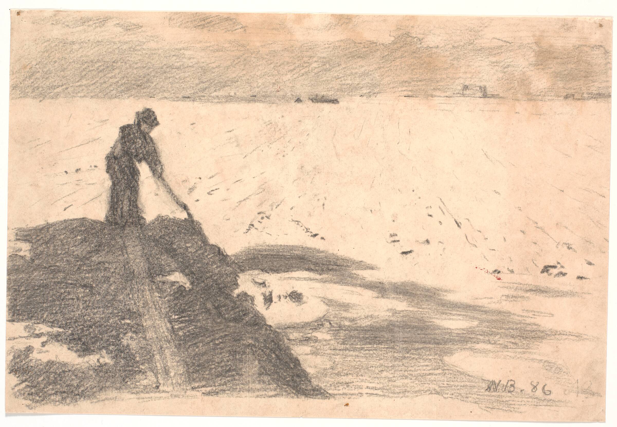 Møddingen jævnes (af kunstnerens broder), Niels Bjerre, 1886