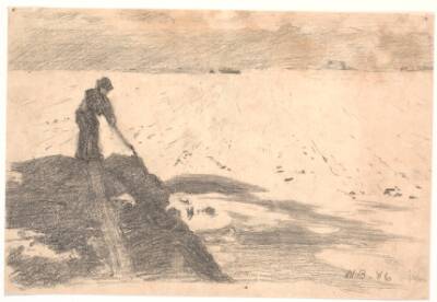 Møddingen jævnes (af kunstnerens broder)