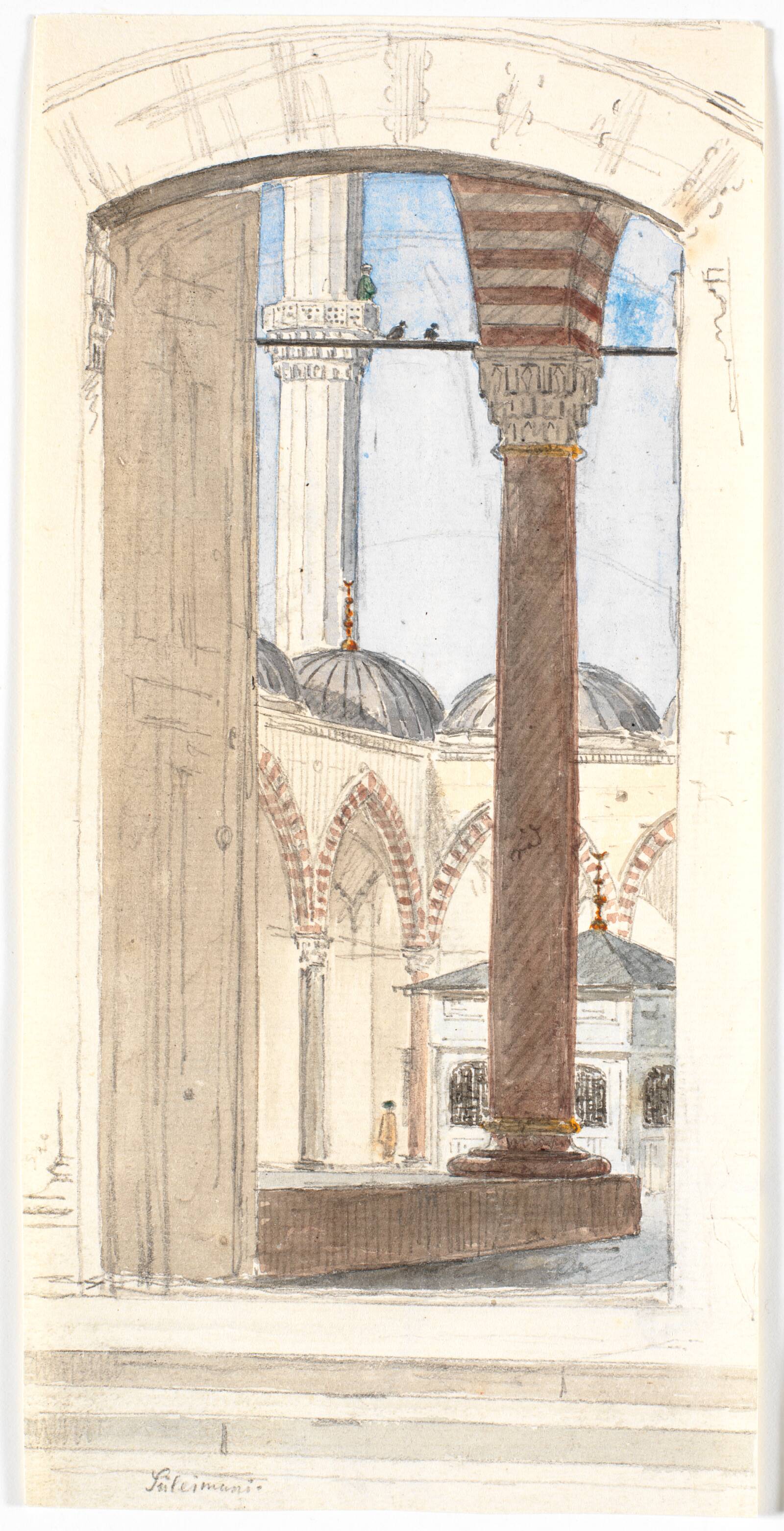 Parti af Süleymaniye Moskeen, Martinus Rørbye, 1836