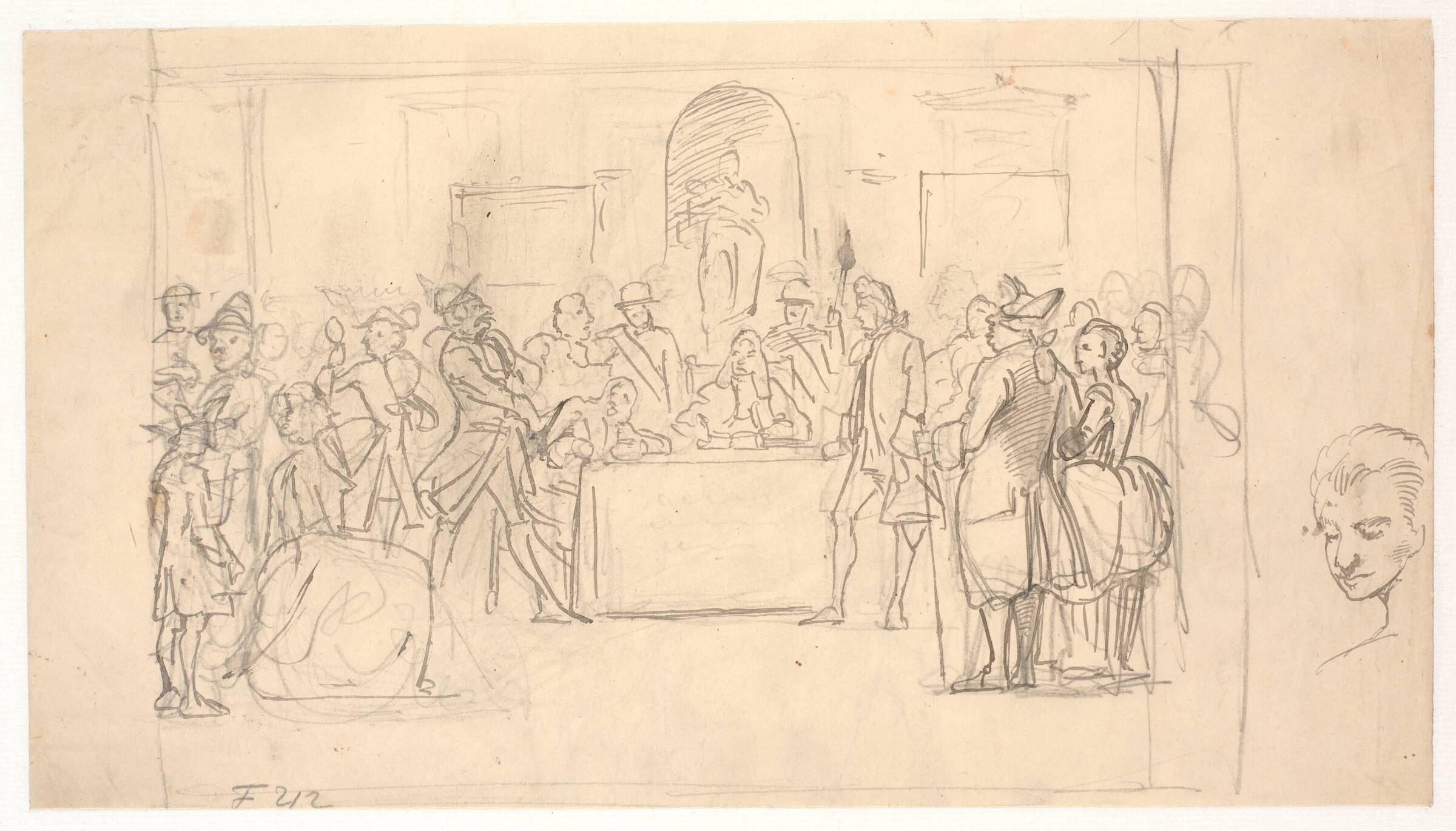Udkast til slutningsscenen af Det lykkelige skibbrud, Wilhelm Marstrand, 1810-1873