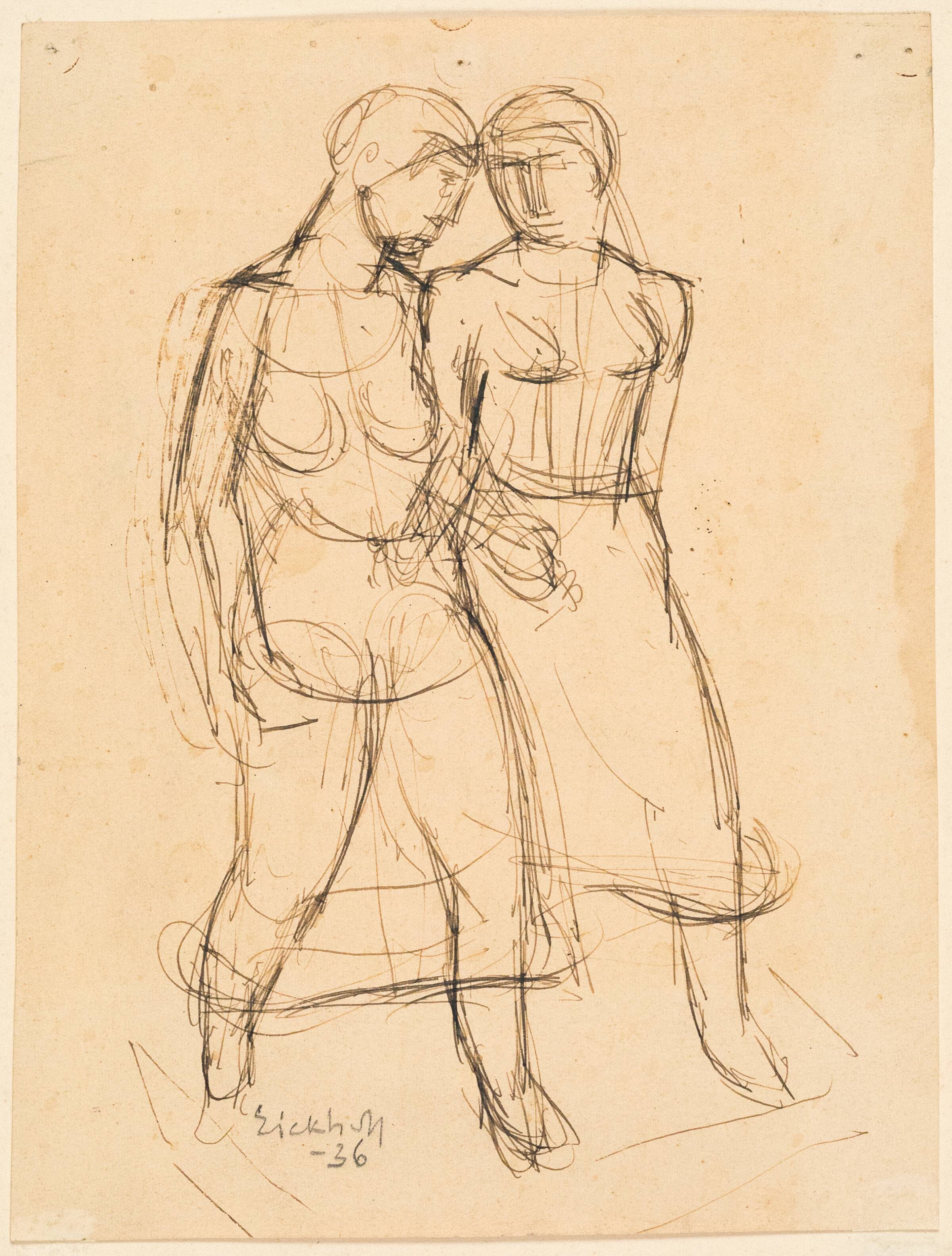 To kvinder. Udkast til "Roerpigerne", Gottfred Eickhoff, 1936