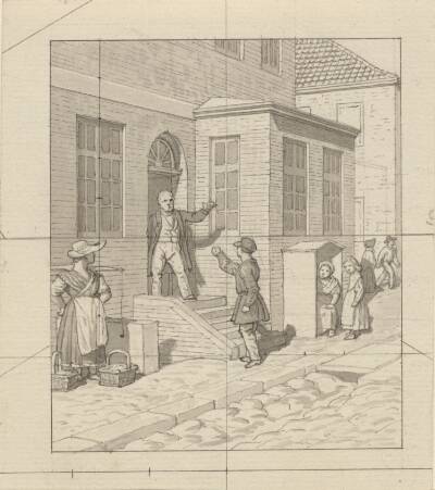 Linearperspectiven, anvendt paa Malerkunsten - Tavle VII, 2 -Skænderi på gadetrappen.