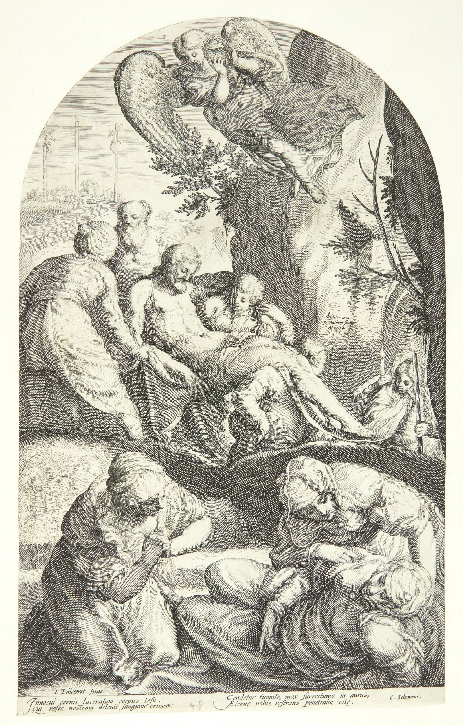 Kristi gravlæggelse, Jacob Matham, 1594