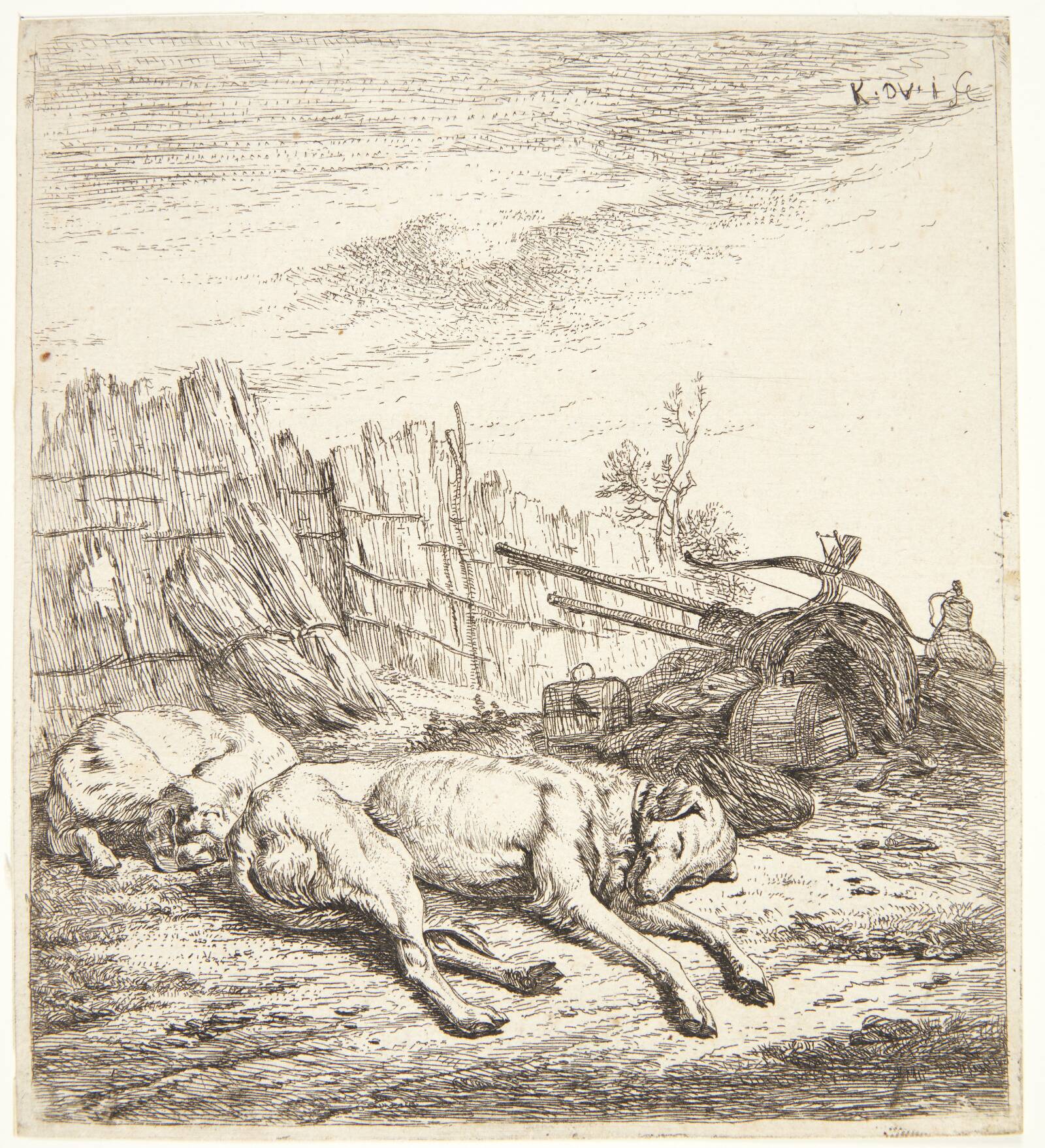 Sovende jagthunde, Karel Du Jardin, 1626-1678