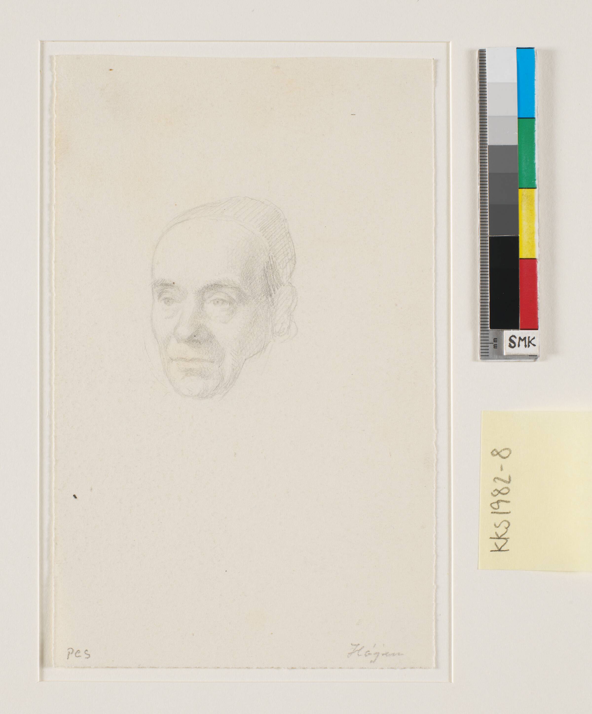 Portræt af kunsthistorikeren N.L. Høyen, i trekvartprofil mod venstre., P.C. Skovgaard, 1817-1875