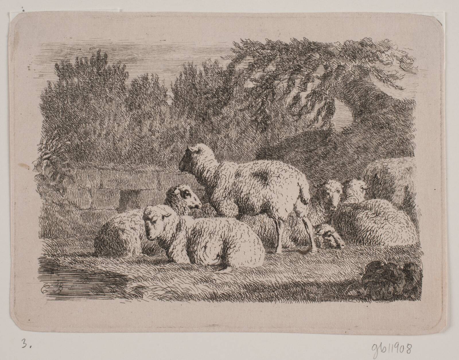 Hvilende får, Carl Frederik Bartsch, 1850