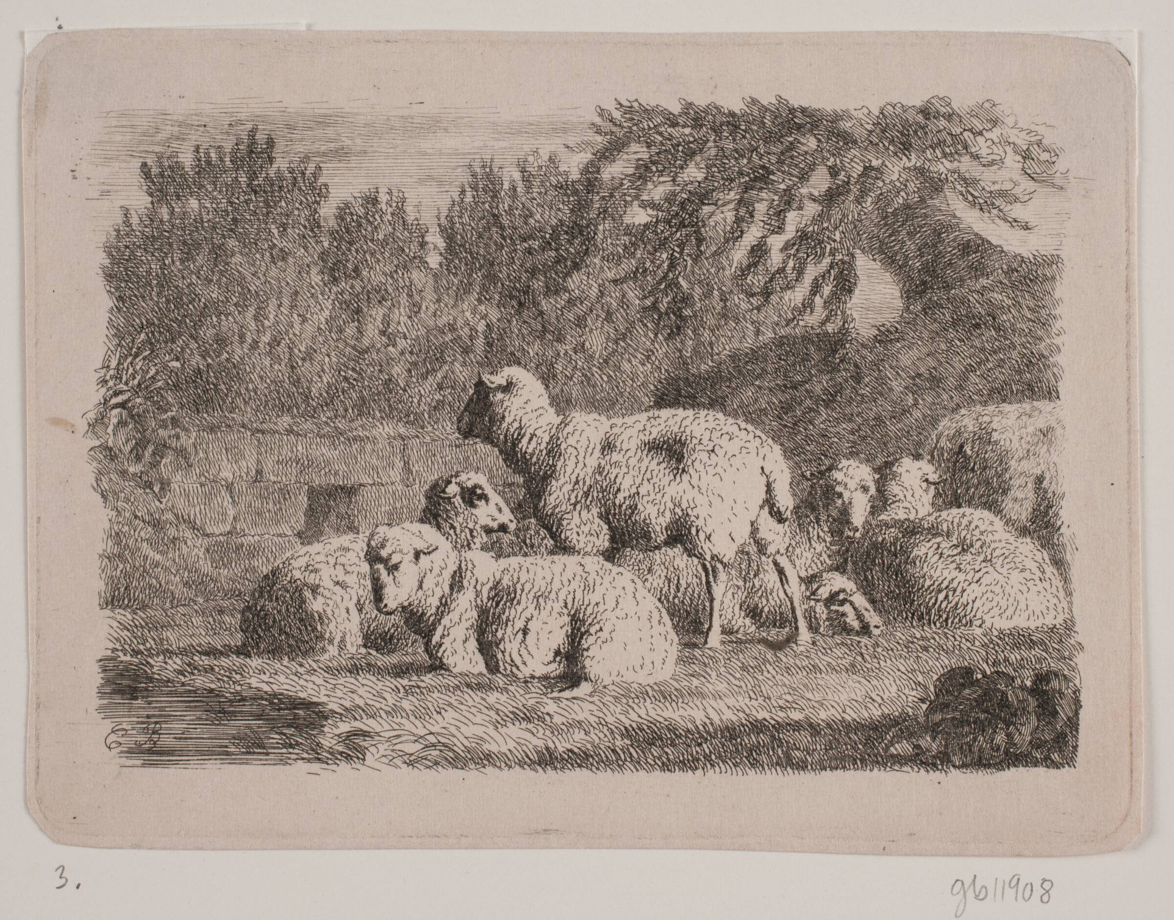 Hvilende får, Carl Frederik Bartsch, 1850