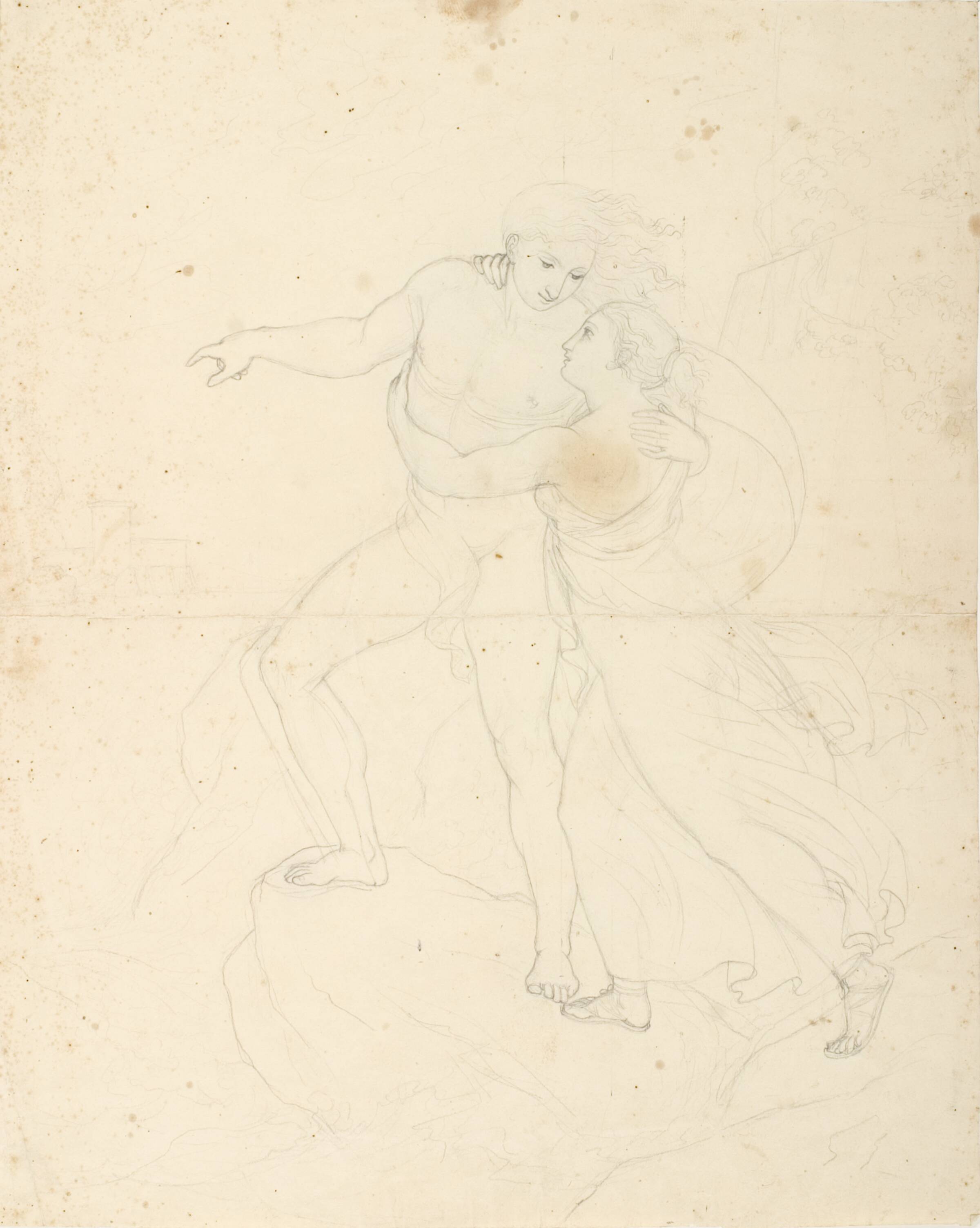 Alcyone tager afsked med sin mand, C.G. Kratzenstein Stub, 1810