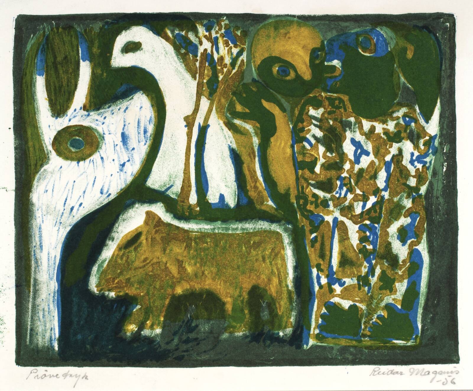 Stående mand, tyrehovede, Reidar Magnus, 1956