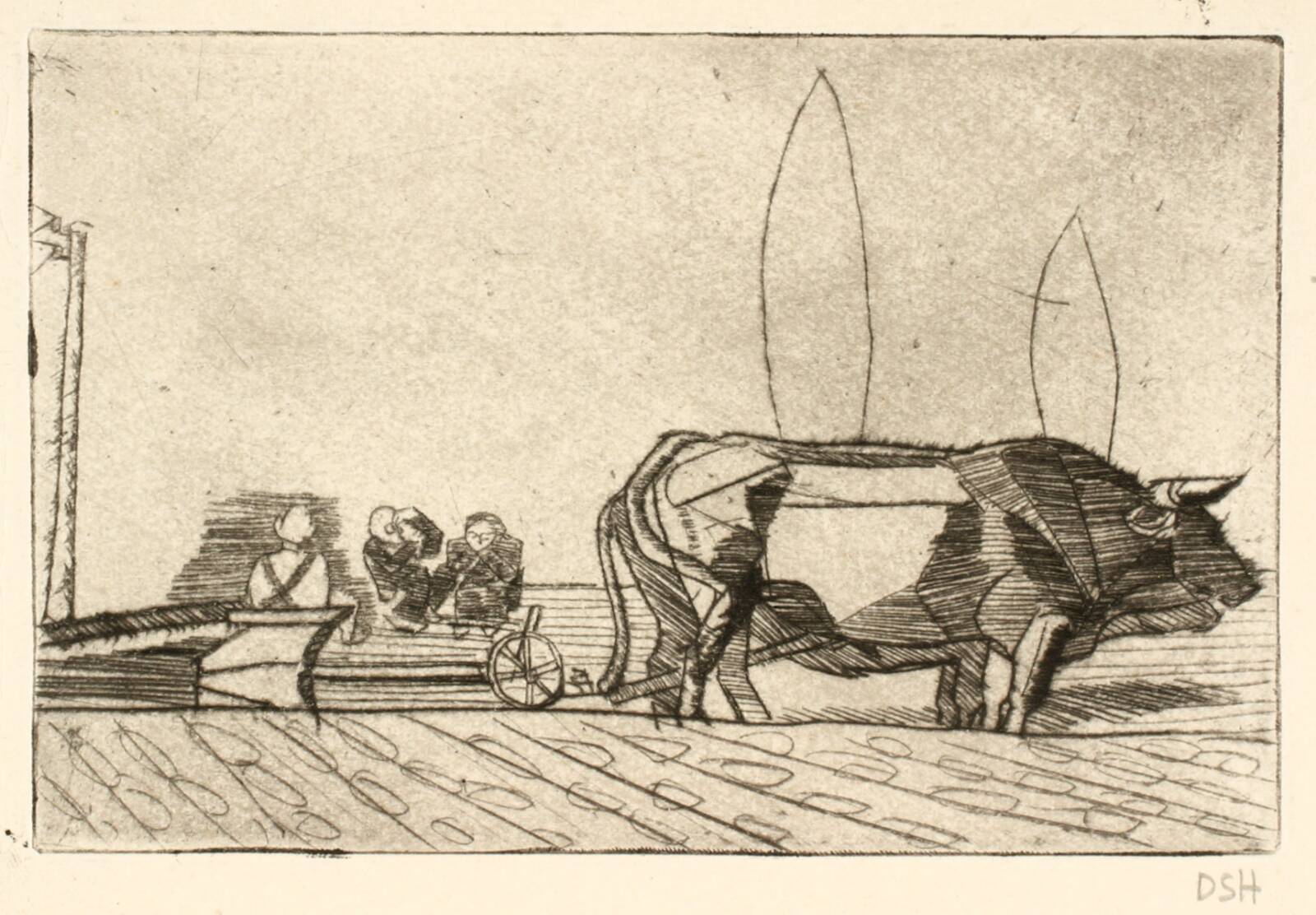 Okser med vendeplov, Dan Sterup-Hansen, 1950