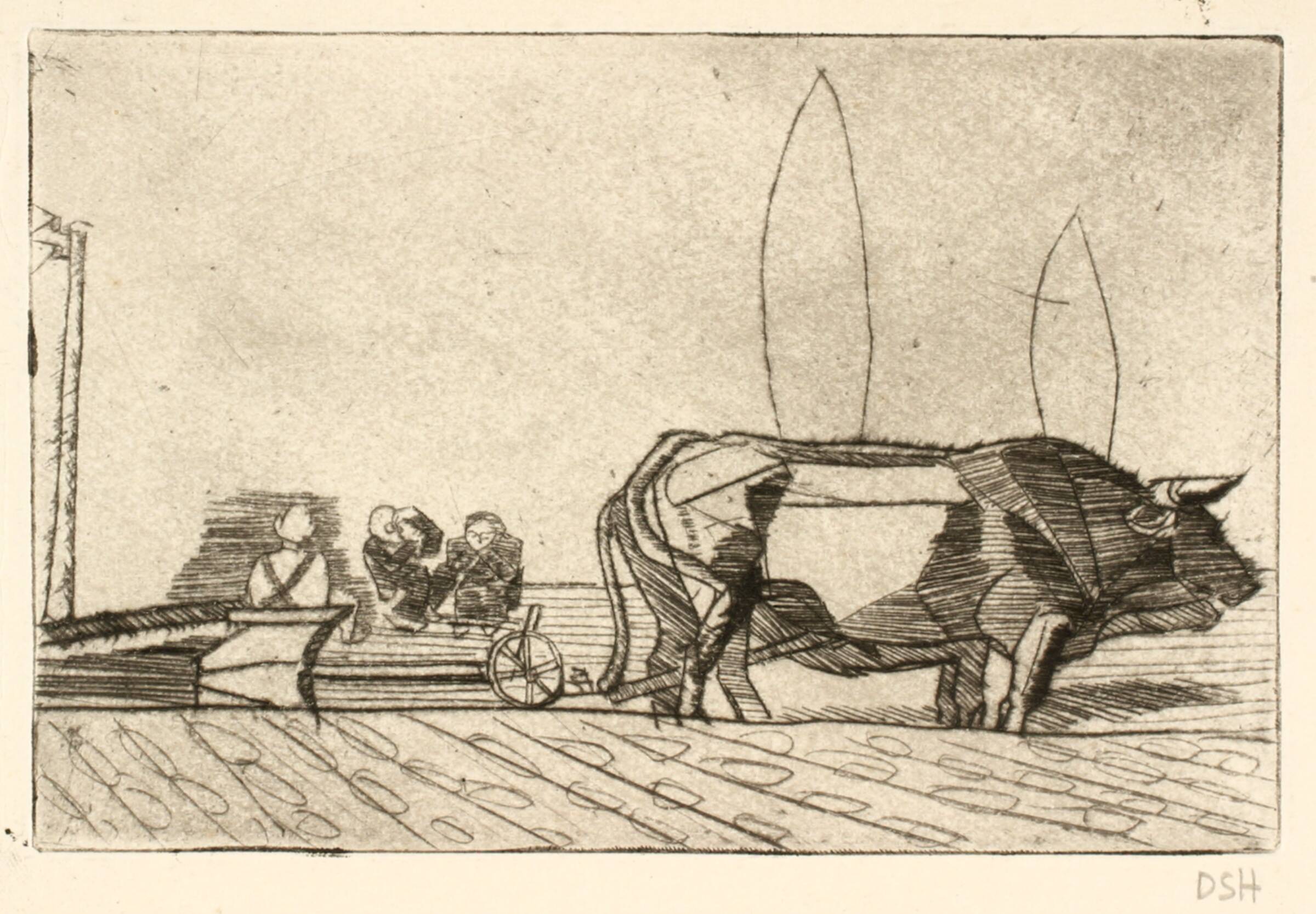 Okser med vendeplov, Dan Sterup-Hansen, 1950