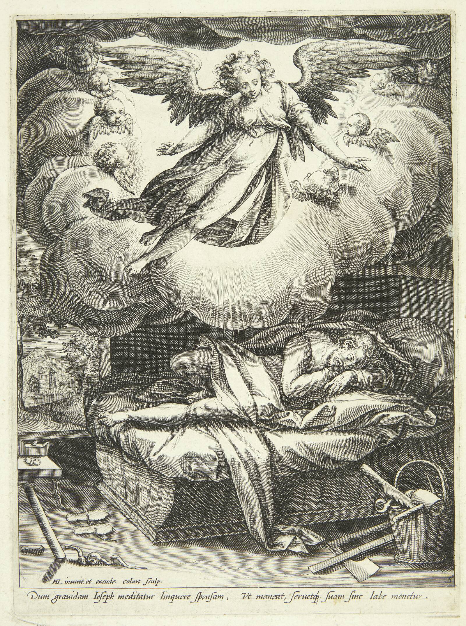 Josefs bebudelse, Adriaen Collaert, 1586