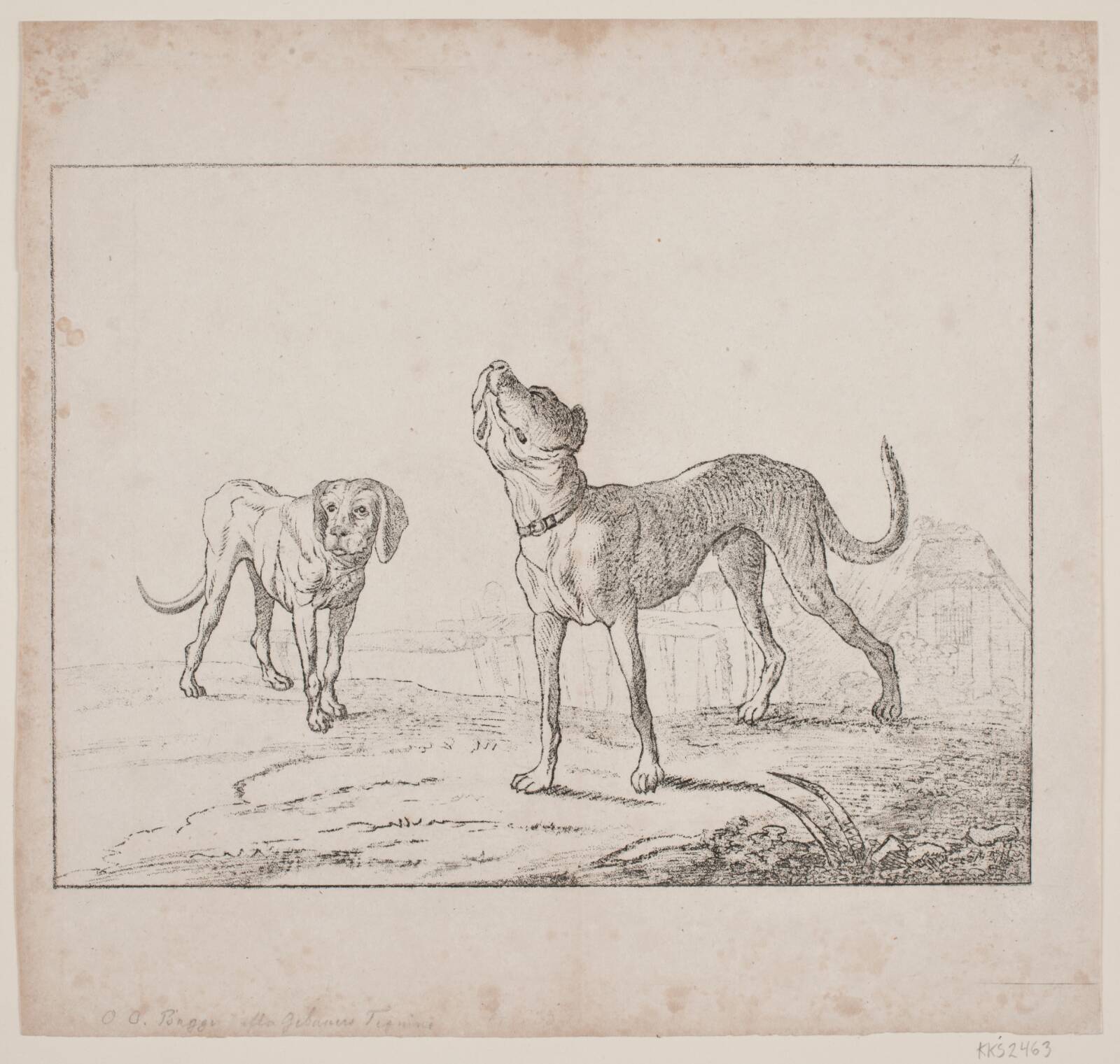 To hunde, Oluf Olufsen Bagge, 1831
