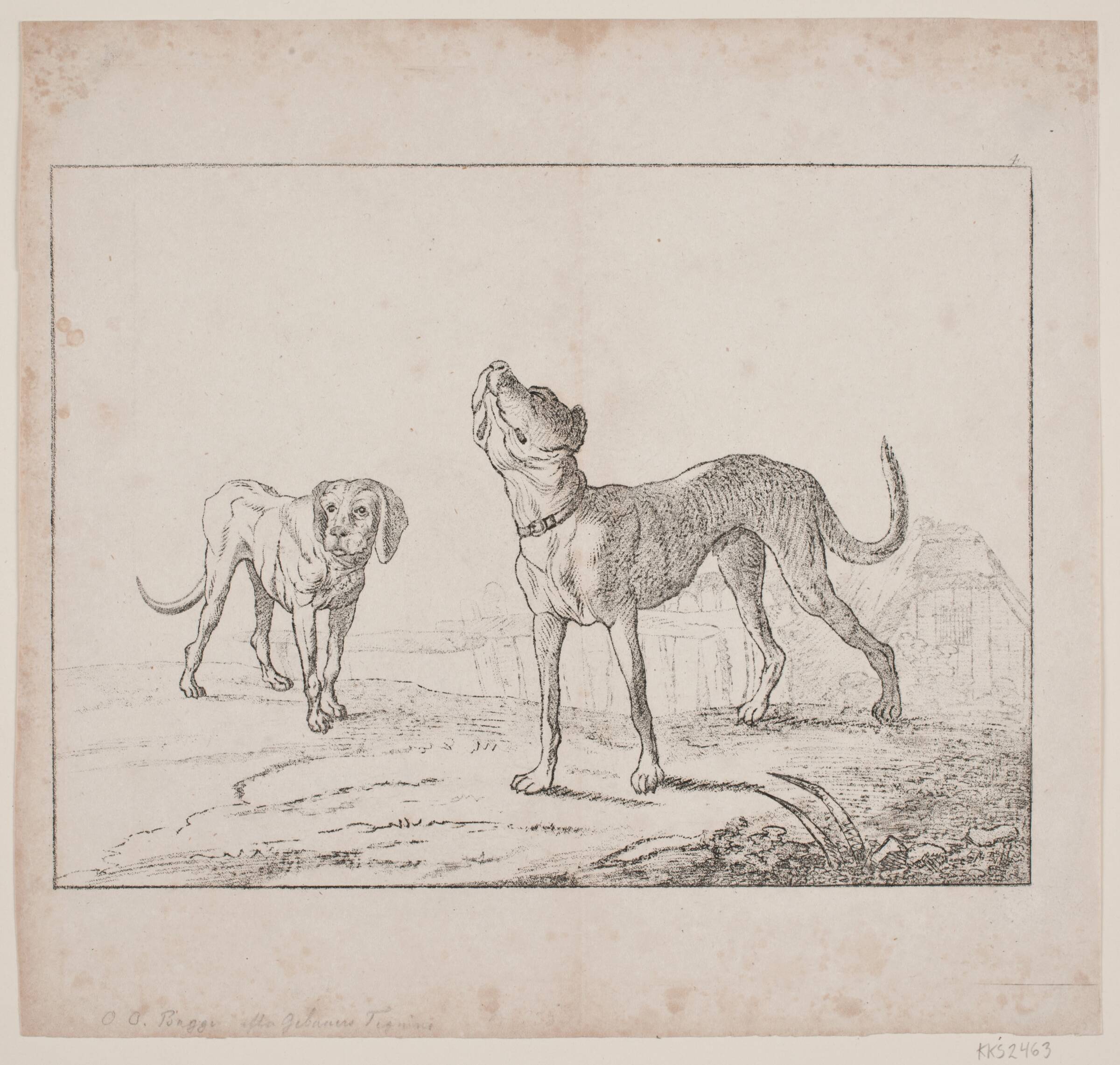 To hunde, Oluf Olufsen Bagge, 1831