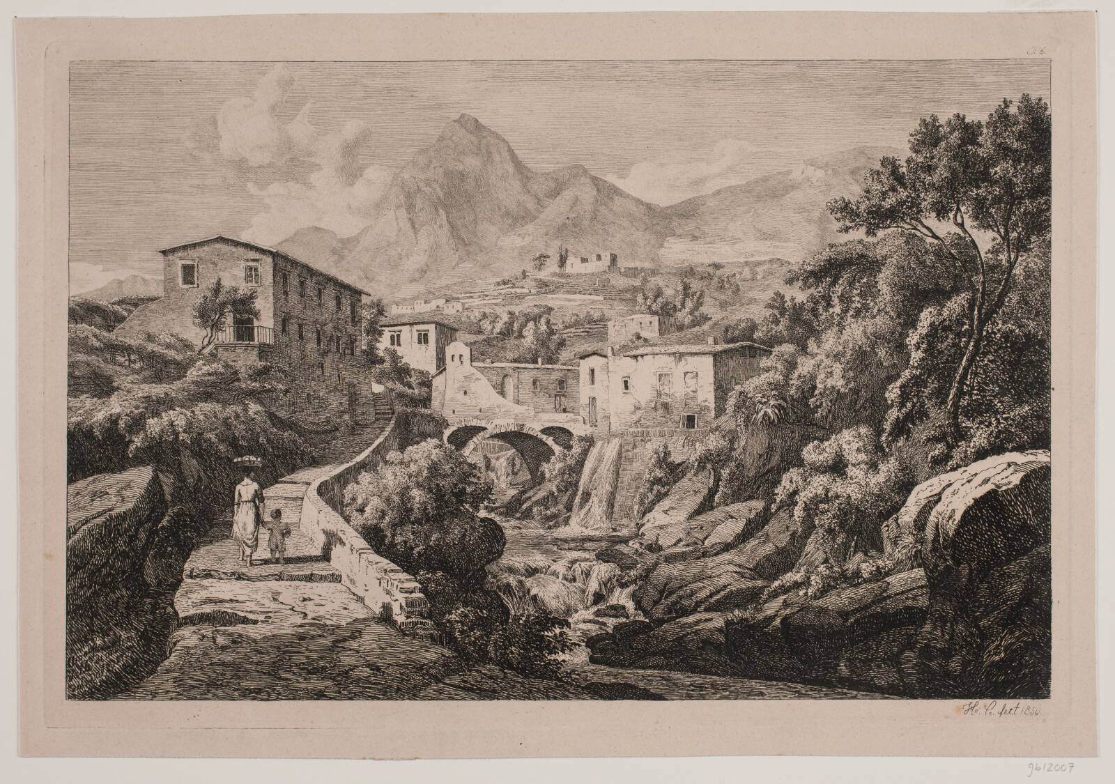 Mølledam ved Amalfi, Hermann Carmiencke, 1850