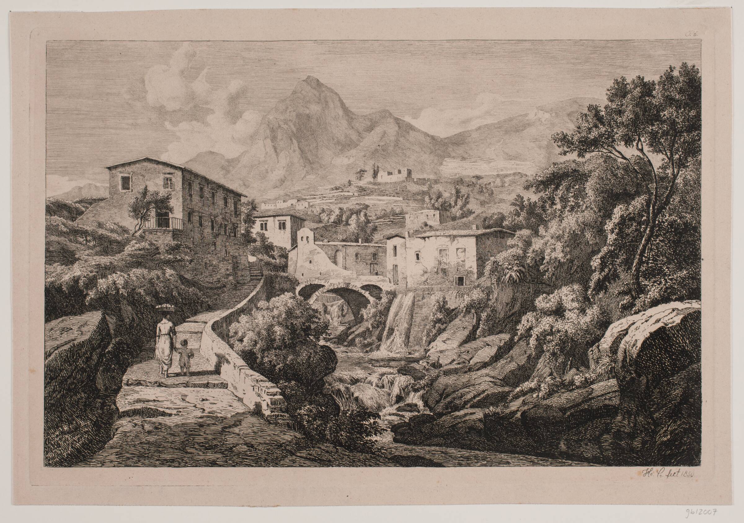 Mølledam ved Amalfi, Hermann Carmiencke, 1850