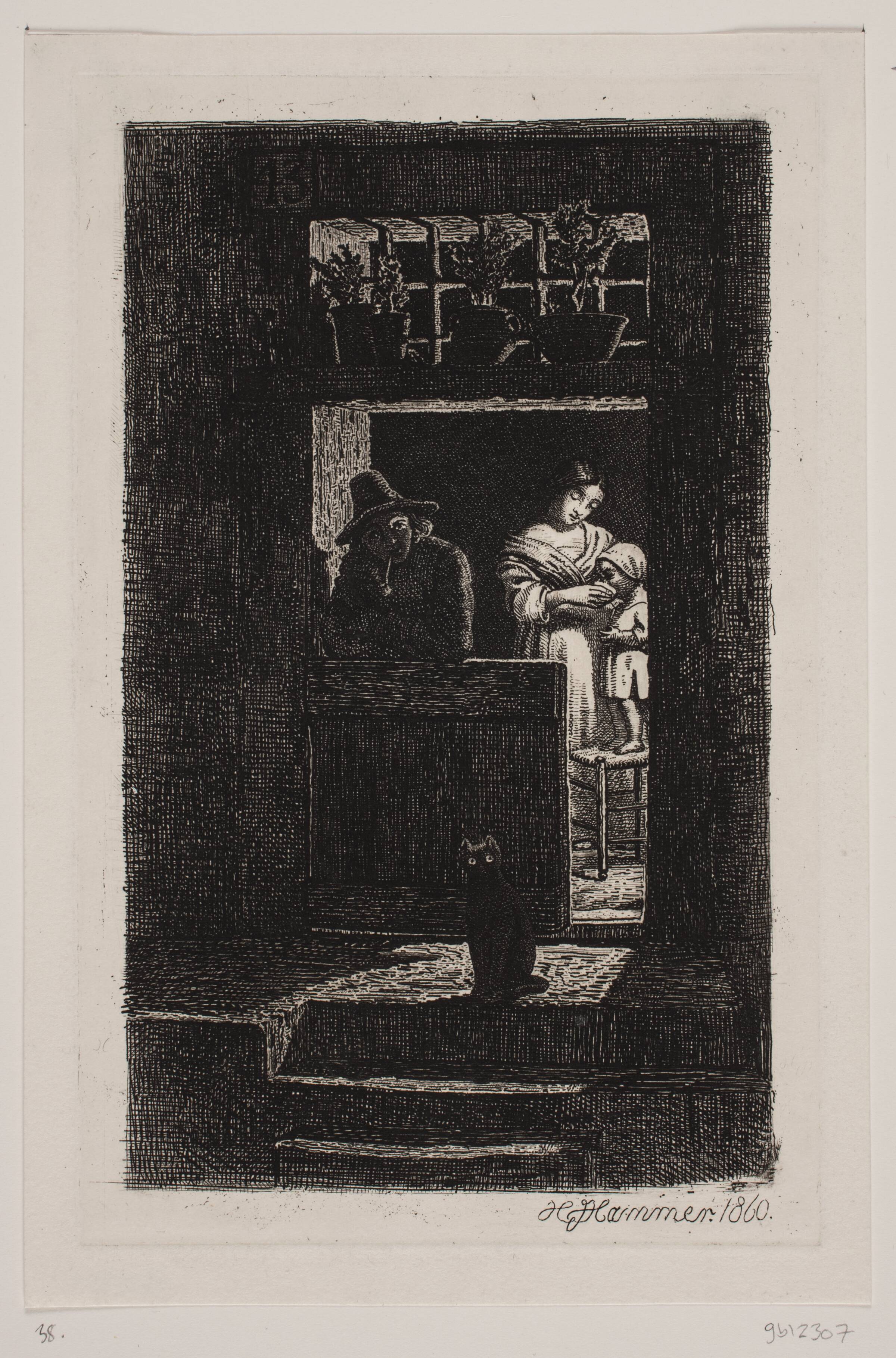 Modelfamilien i Via Purificazione, Rom, H.J. Hammer, 1860