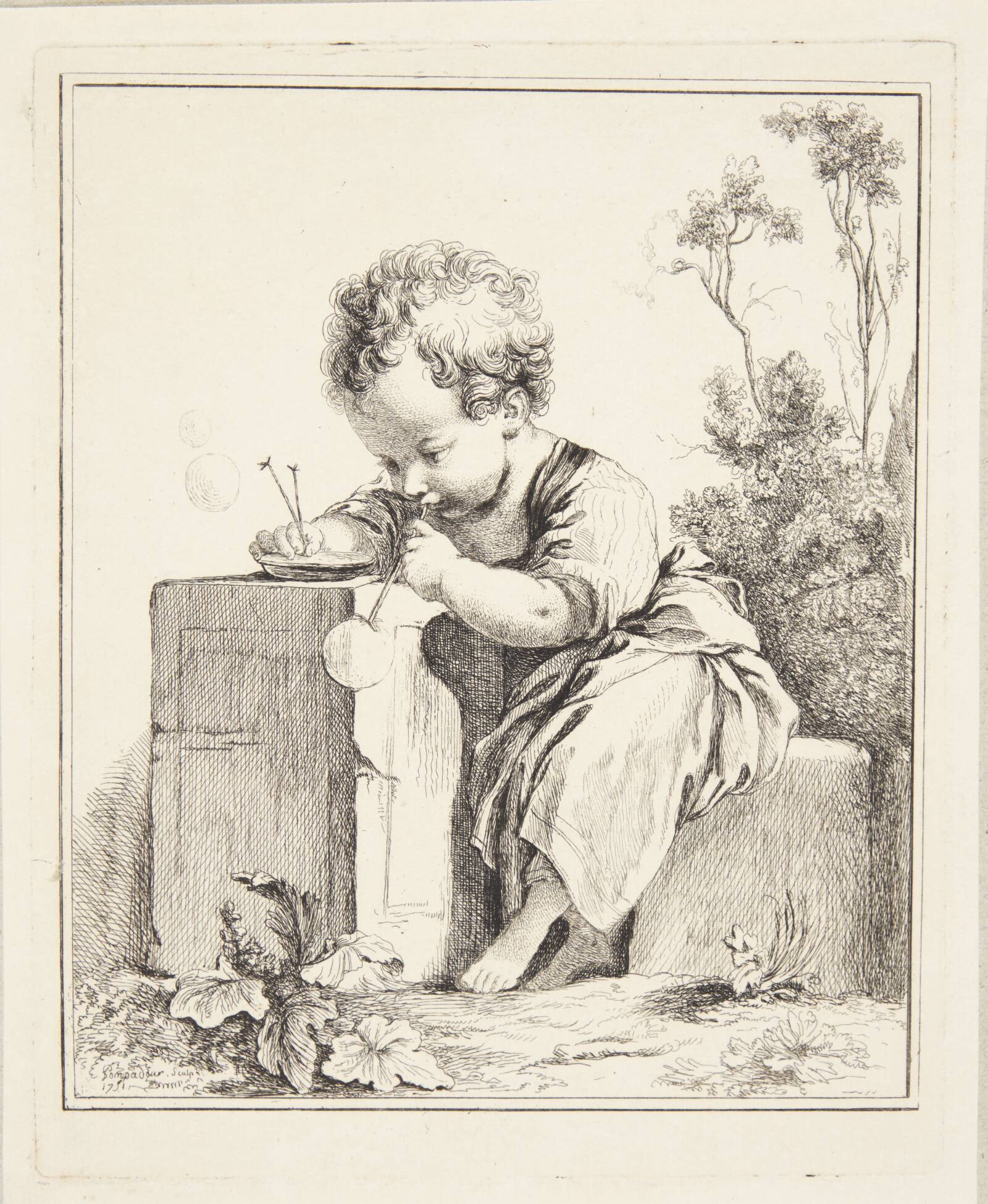 Barn puster sæbebobler, Madame de Pompadour, 1751