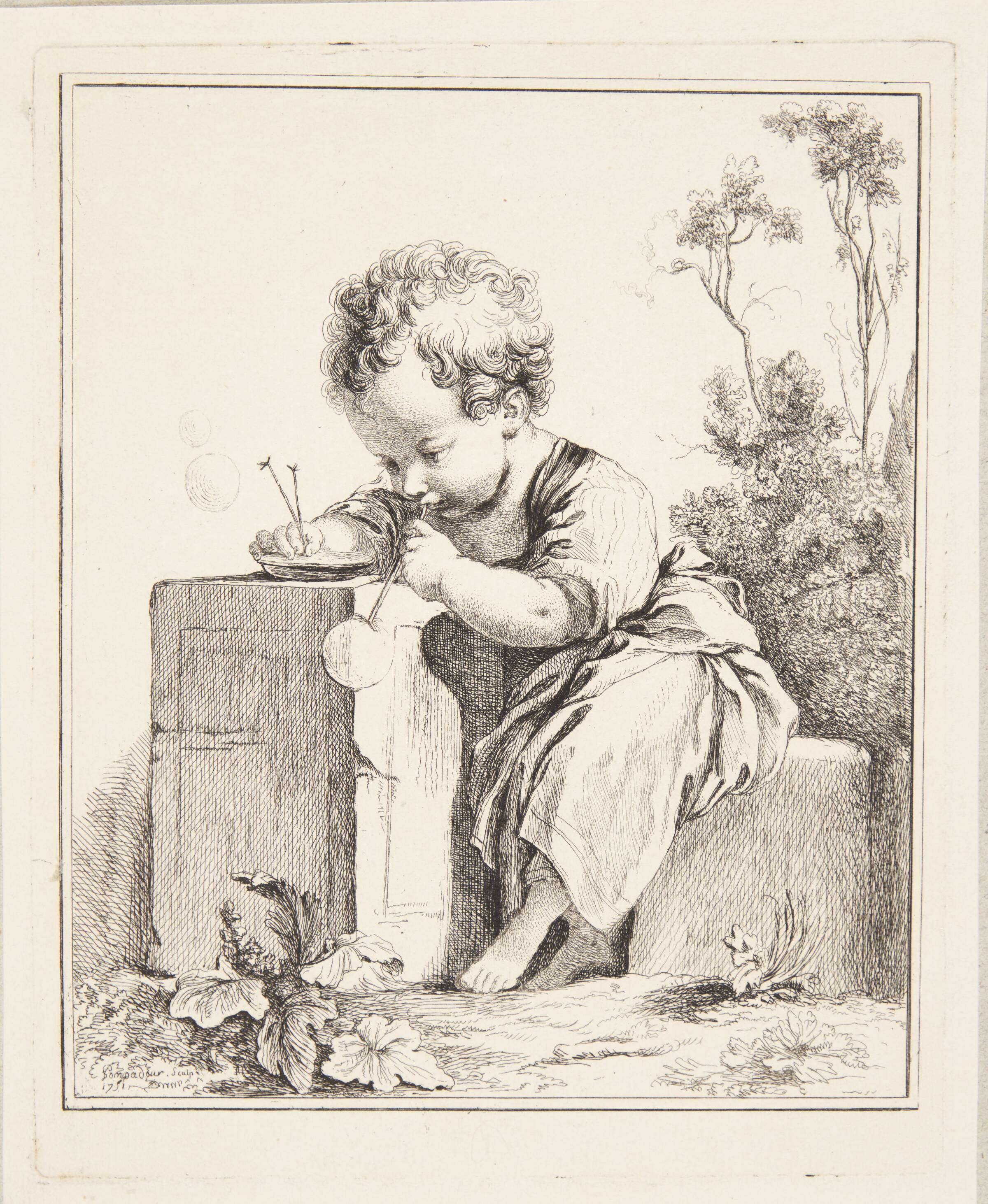 Barn puster sæbebobler, Madame de Pompadour, 1751