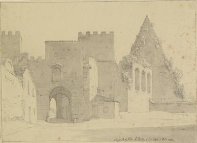 Prospekt af Porta S.Paolo og Piramide di Caio Cestio set fra bysiden, Rom.