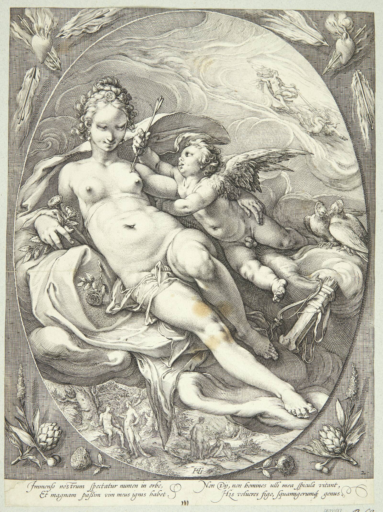 Venus og Amor, Jan Saenredam, 1596