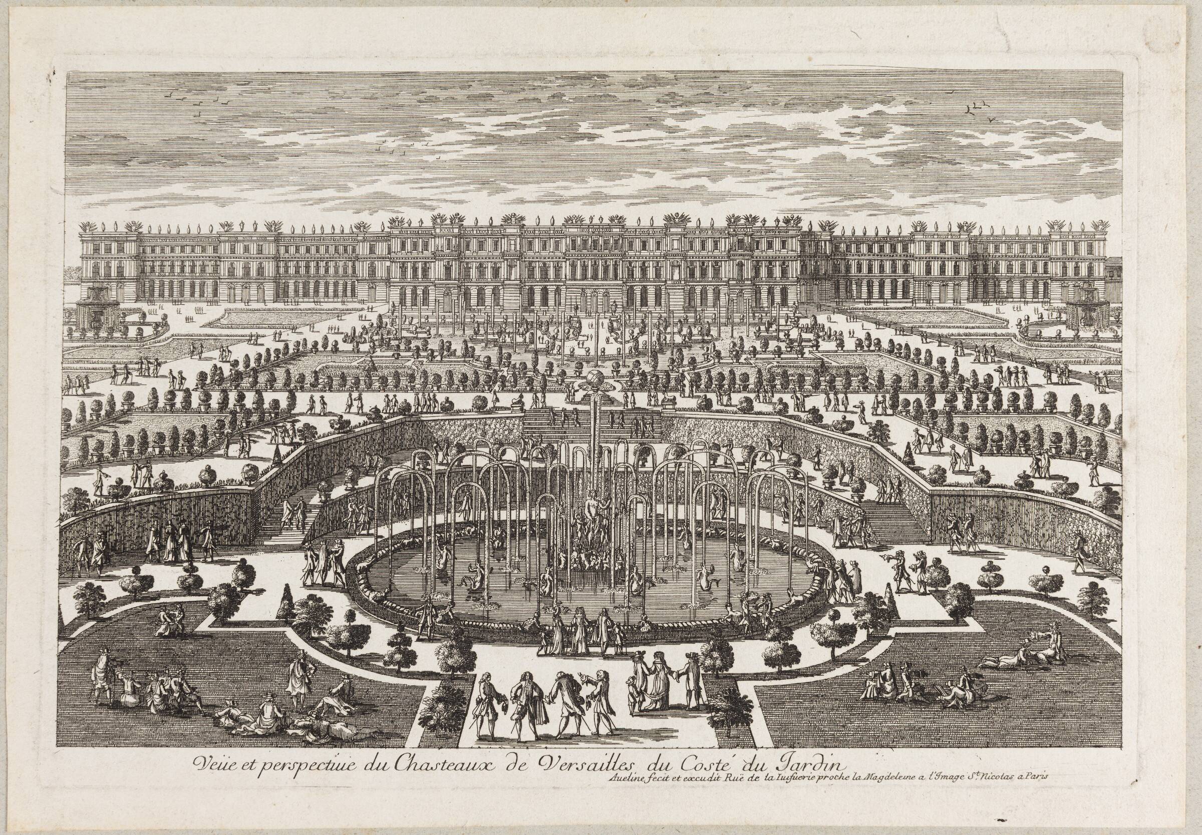 Prospekt af Versailles slot, Pierre Aveline, 1654-1722