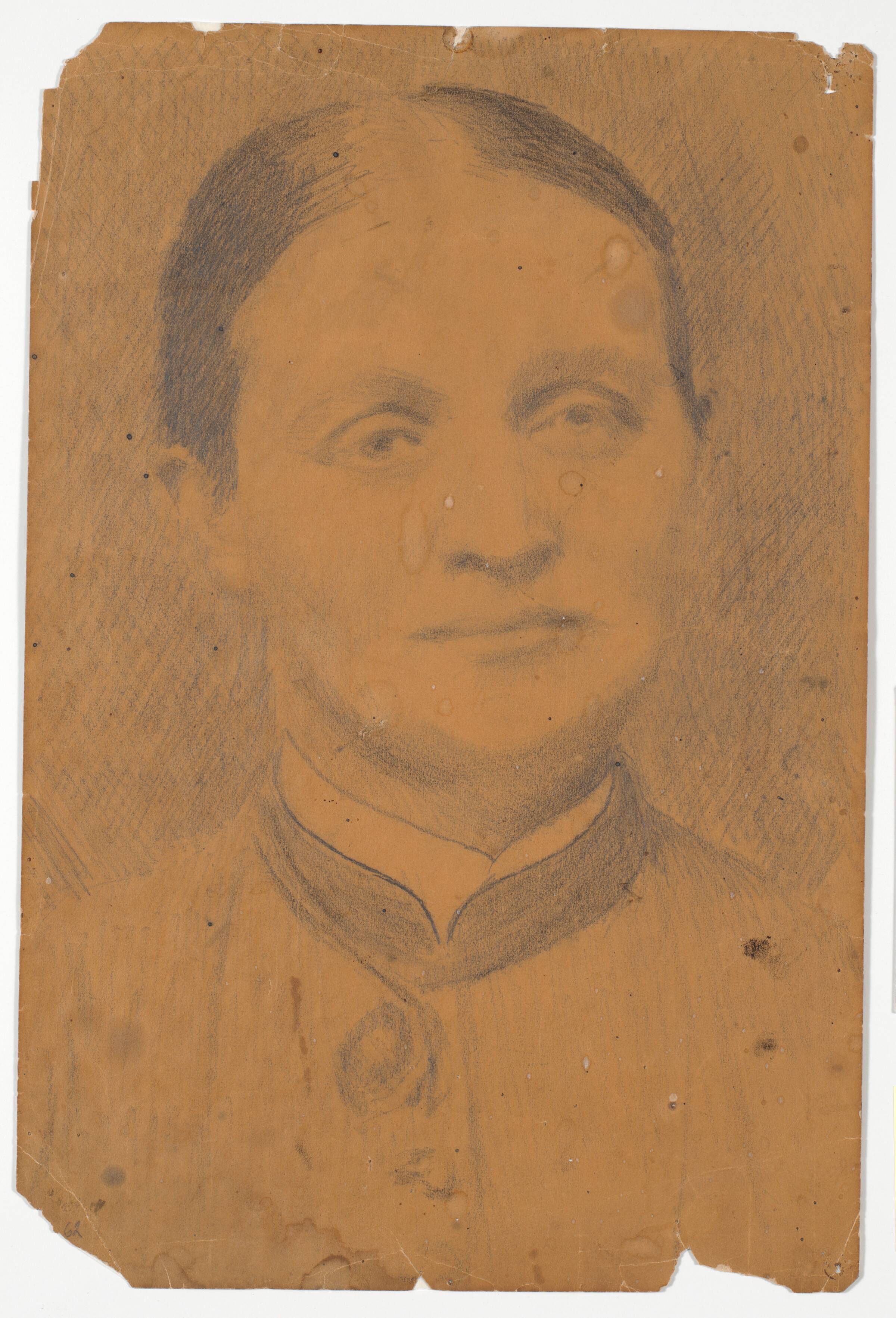 Portræthoved. Fru højskoleforstander Caroline Knudsen, Poul S. Christiansen, 1890
