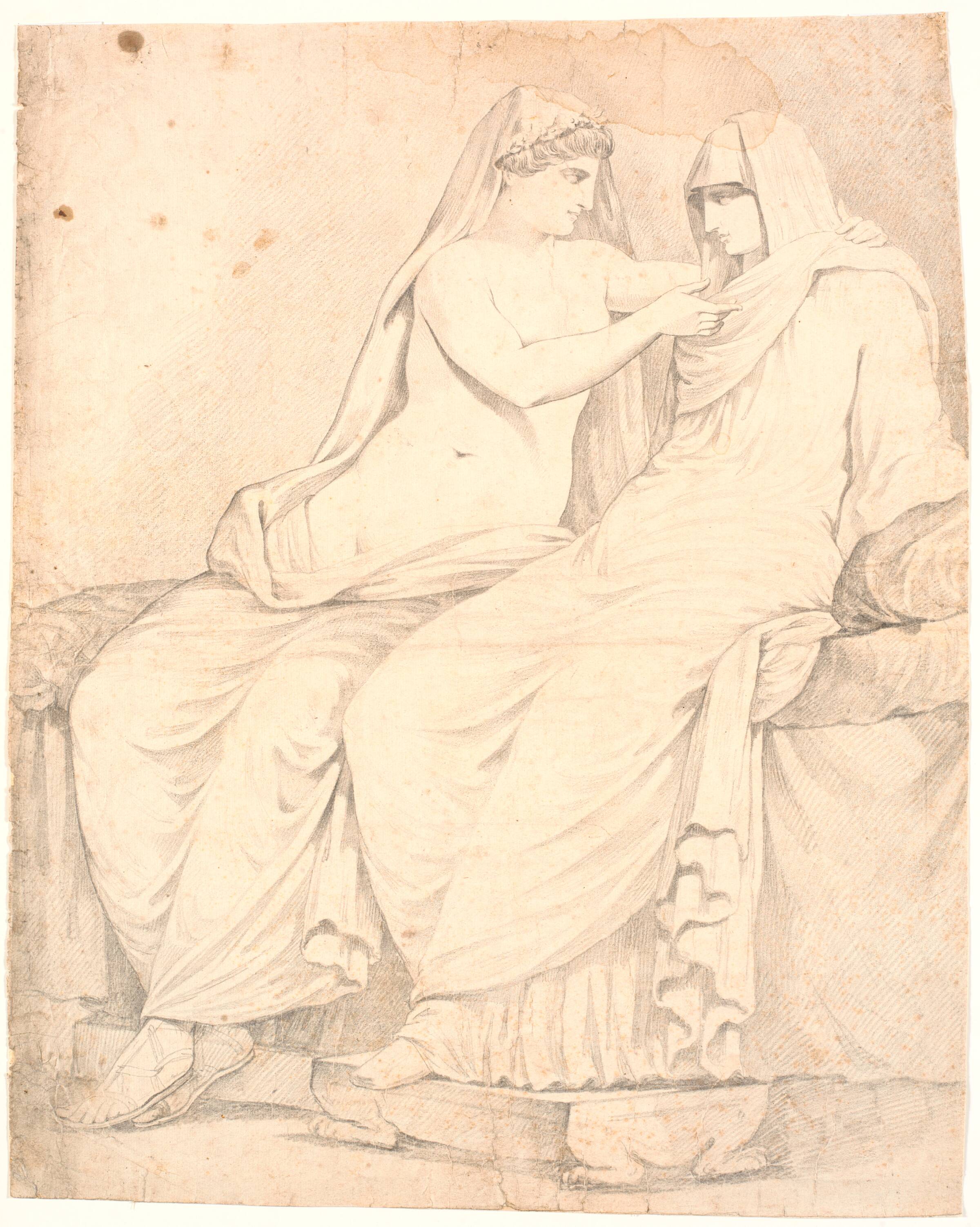 Detaille af "Det Aldobrandinske Bryllup", Johannes Wiedewelt, 1731-1802