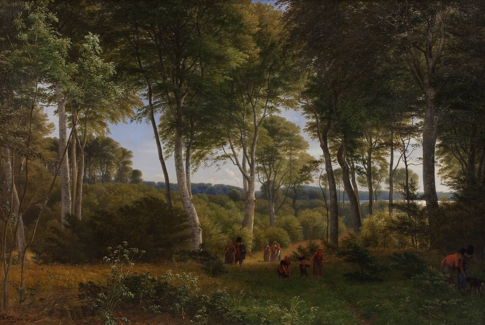 Delhoved Wood near Lake Skarre, Zealand. Afternoon Light, by P.C. Skovgaard, 1847