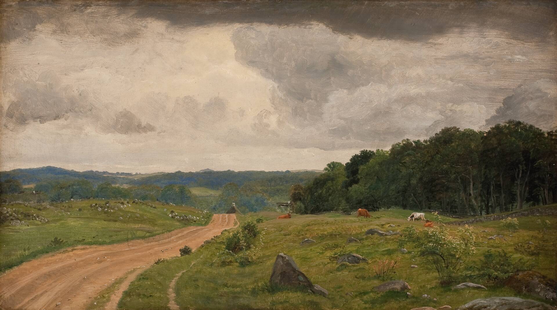 Landscape at Kongens Møller, Sealand. Afternoon Light, by P.C. Skovgaard, 1844